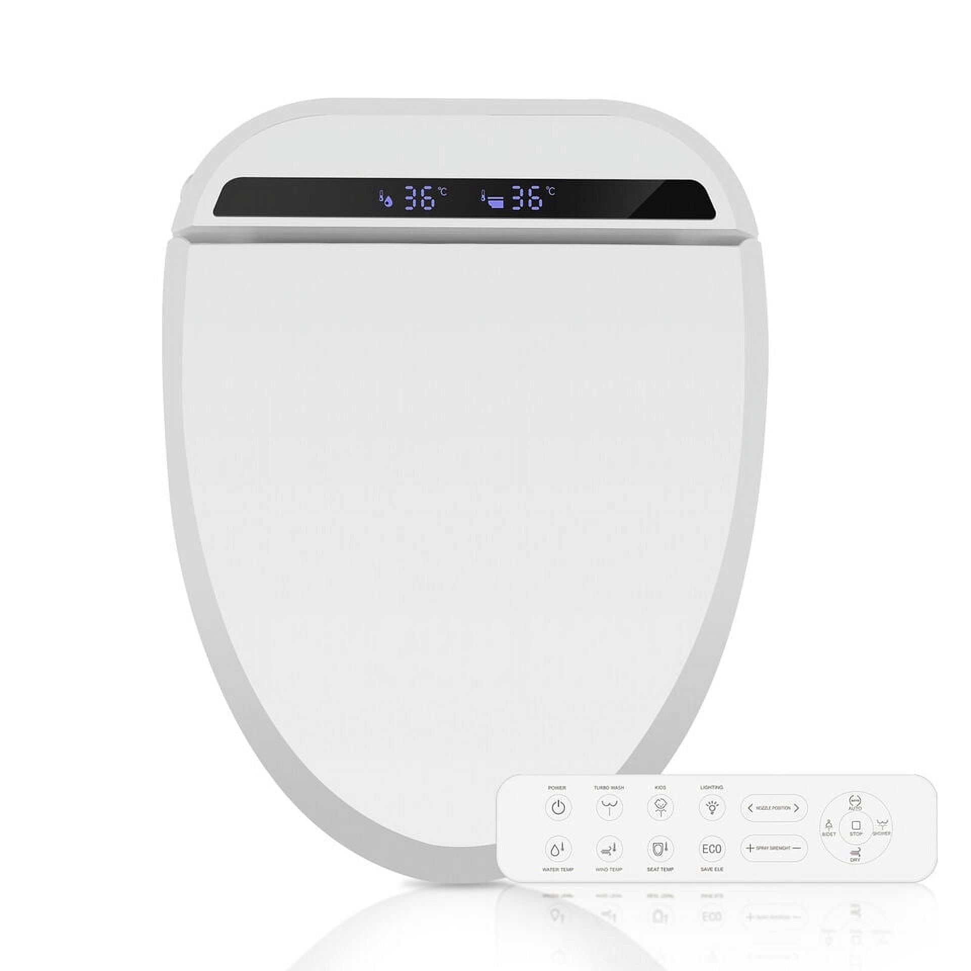 PULUOMIS Elongated Electronic Bidet Toilet Seat with Heated Seat and Self-Cleaning Nozzle (White) 7tf54