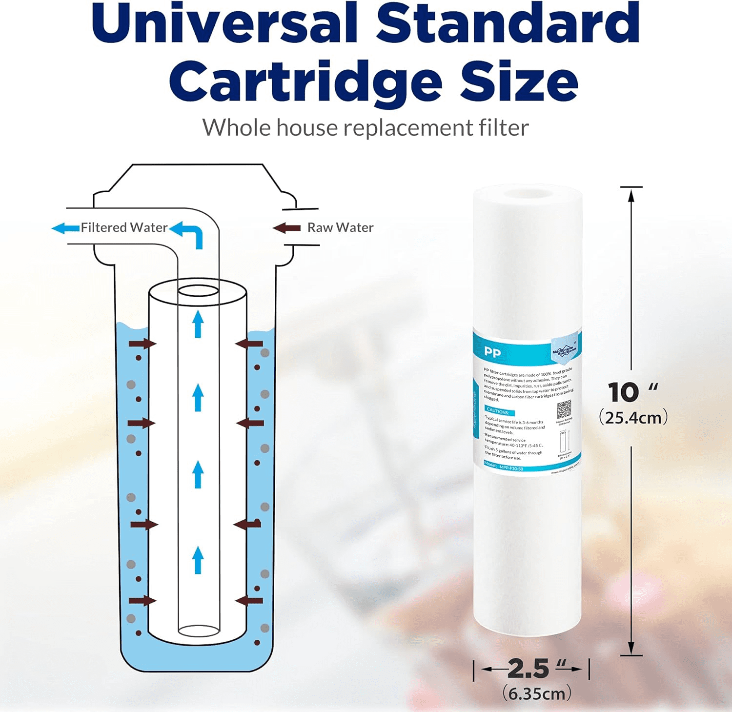 Membrane Solutions 50 Micron Sediment Water Filter Replacement Cartridge (White, 10 in x 2.5 in, 25 Pack) ohm98