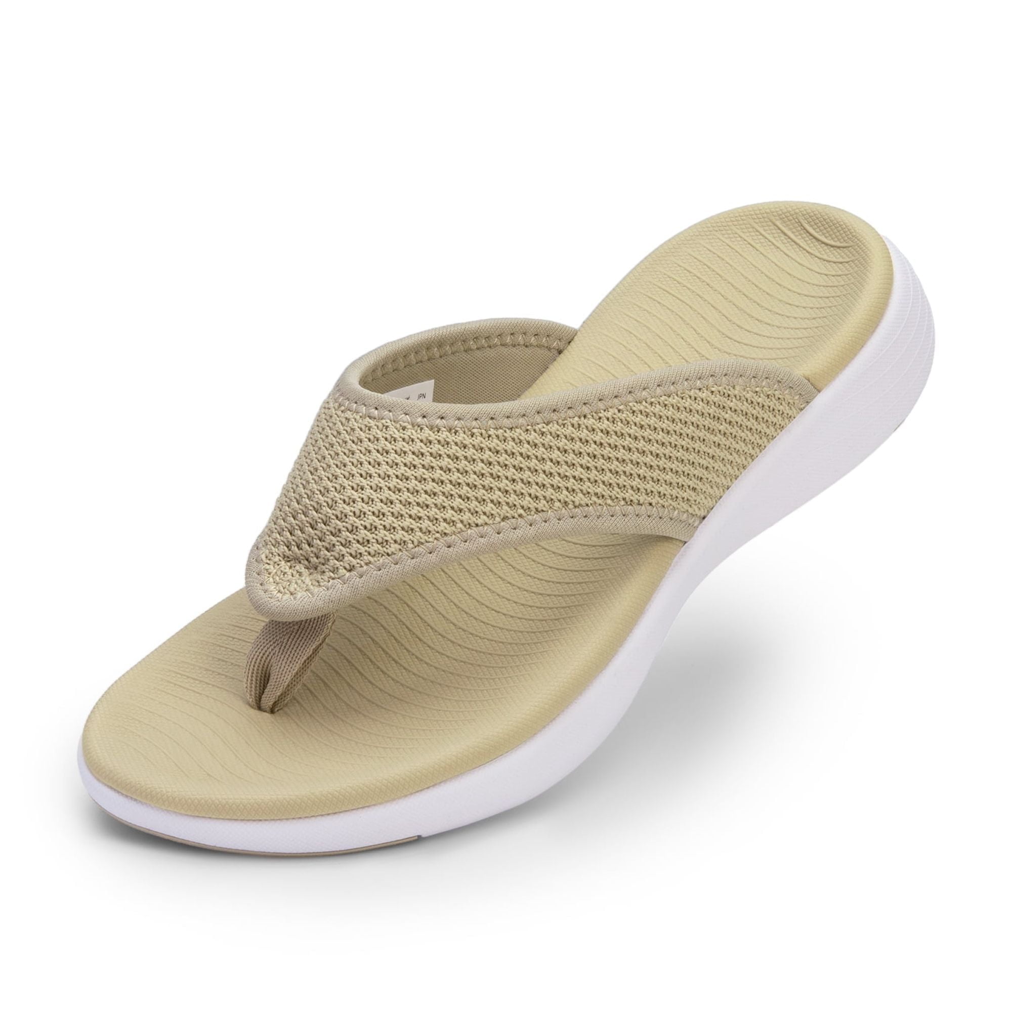 Burudani Women's Soft Cushion Flip Flops Thong Sandals with Arch Support (Beige) 5xbxc