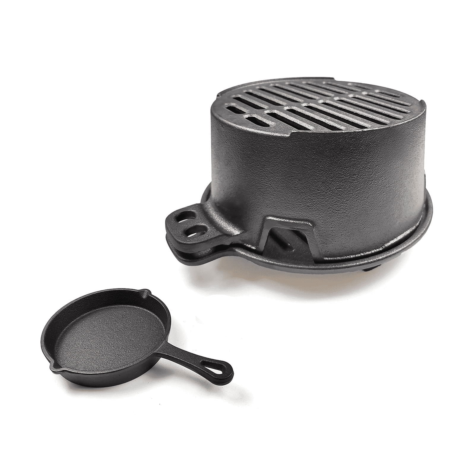 HAWOK Pre-seasoned Cast Iron Hibachi Grill, Portable Charcoal BBQ for Outdoor Camping (Black, 10 in x 7.9 in x 4.4 in) n4mra