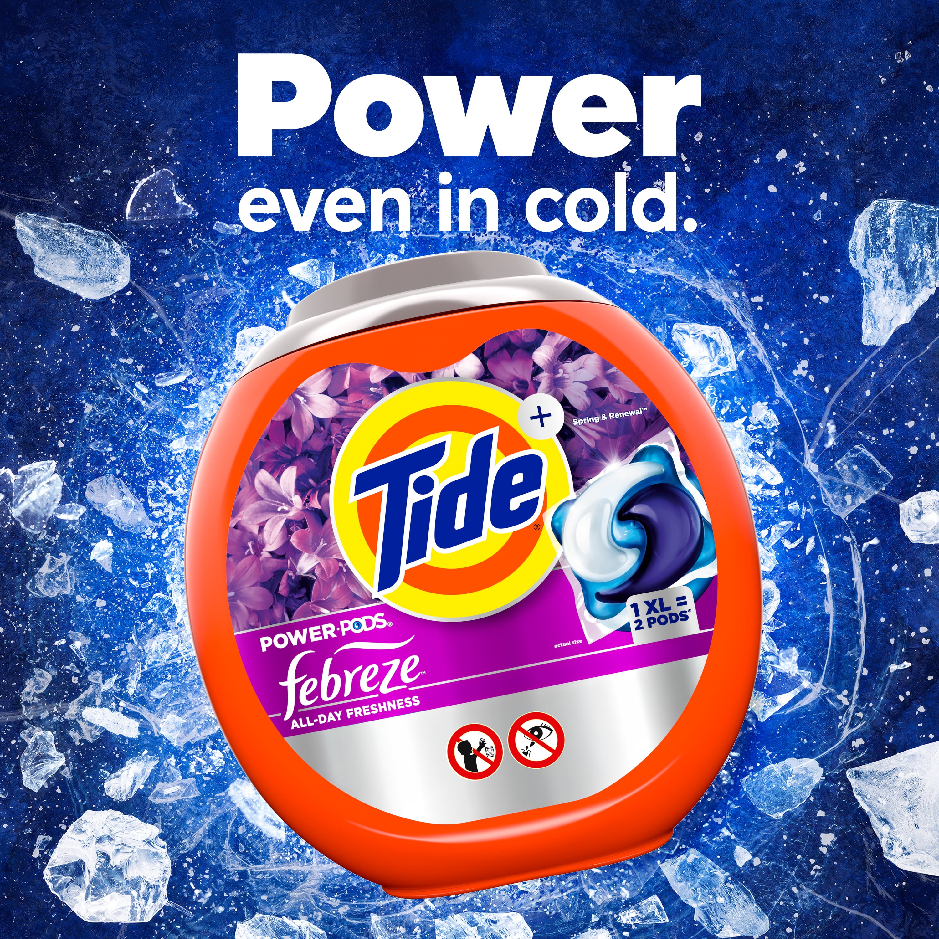 Tide Power PODS Laundry Detergent Pacs with Febreze Odor Eliminators, Spring & Renewal (45 Count) vr5sc