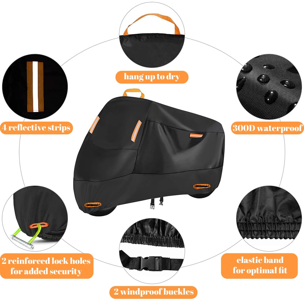 Kepeak Motorcycle Cover Heavy Duty All Weather Outdoor Protection (Black, 96 in) 58k84