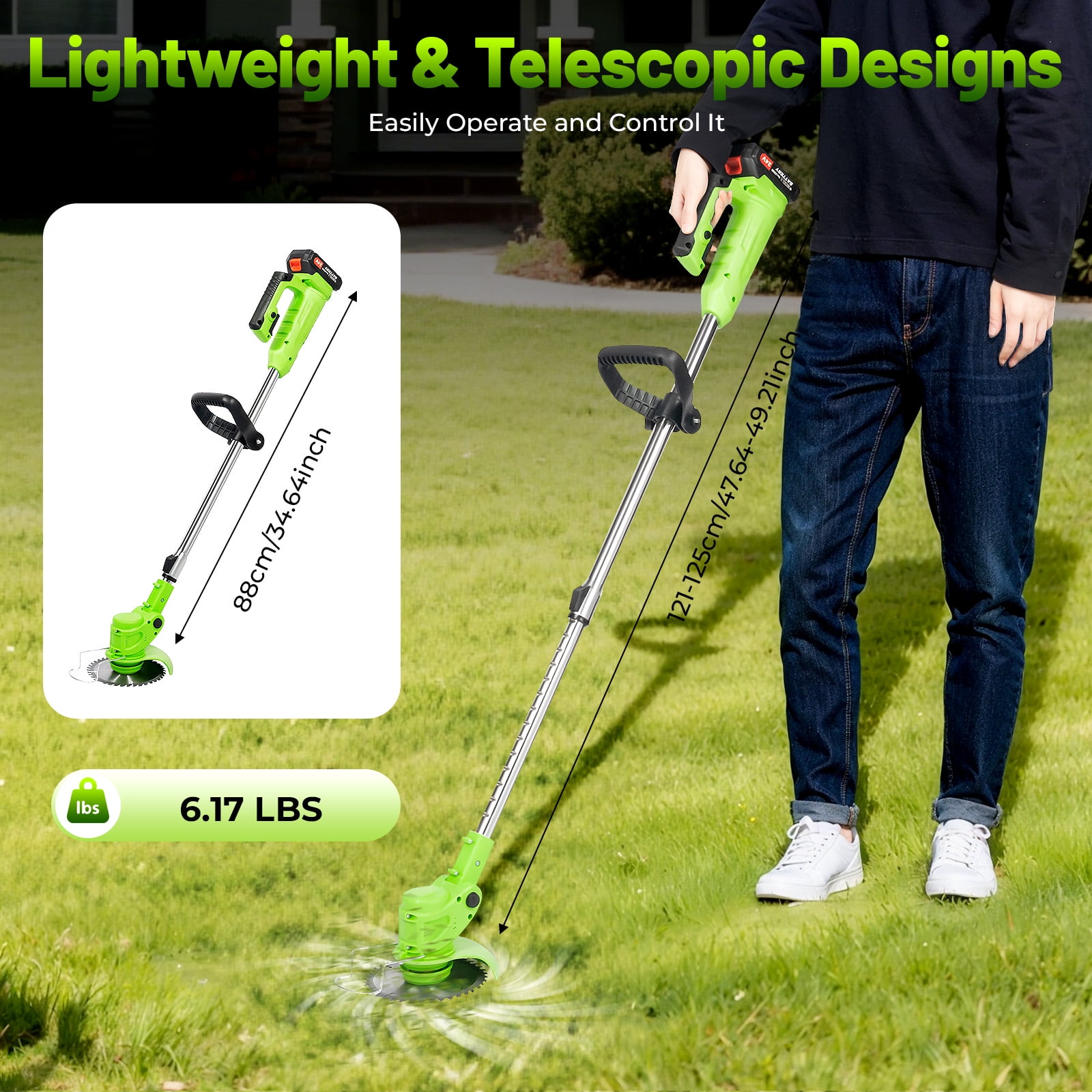 Generic Cordless Grass Trimmer Electric Lawn Mower with 650W Motor (Green, 1 Unit) 8s2my