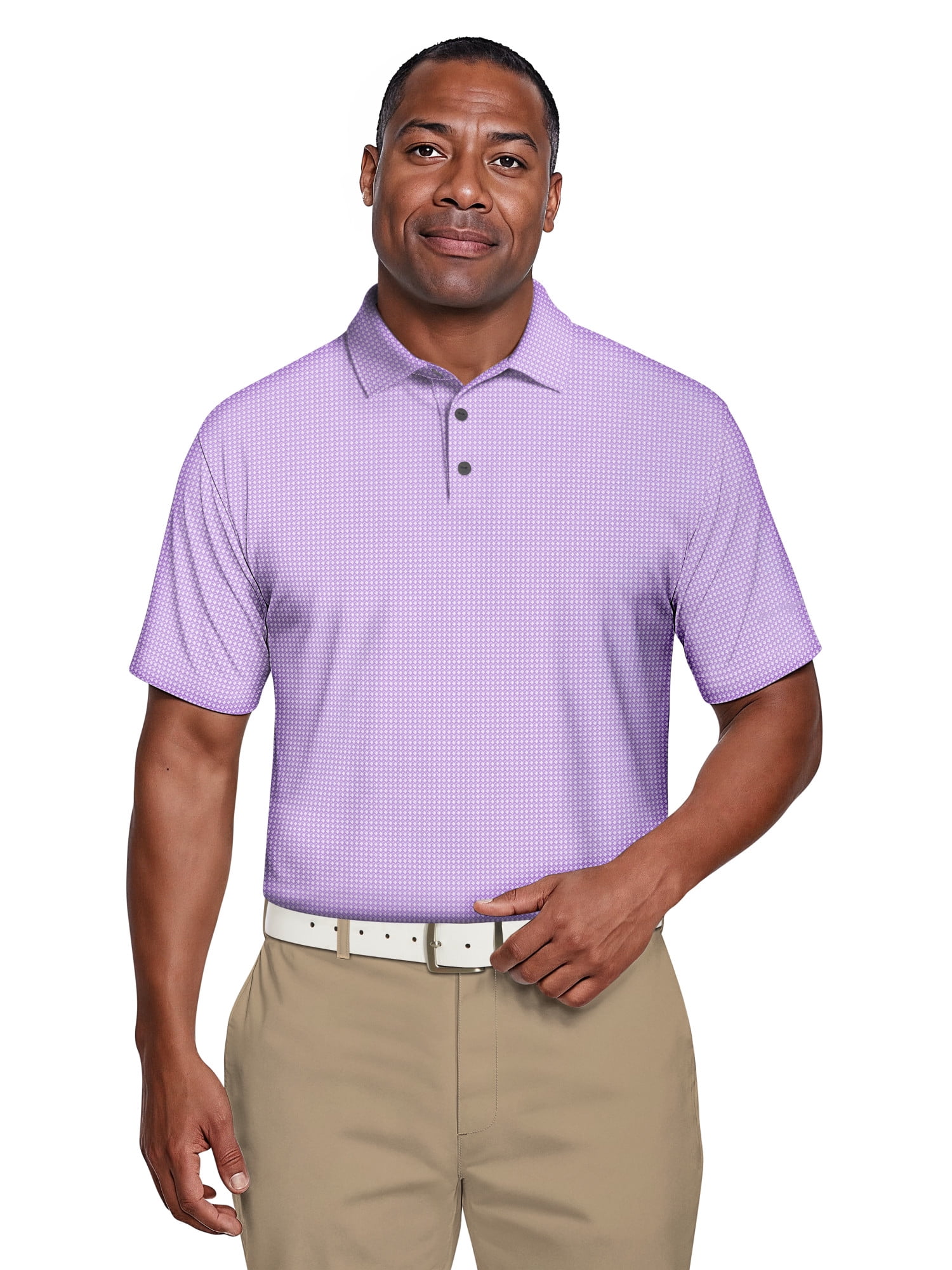 Ben Hogan Men's Performance Eco Mini Geo Jacquard Short Sleeve Polo Shirt (Violet Tulip, L) lzxx4