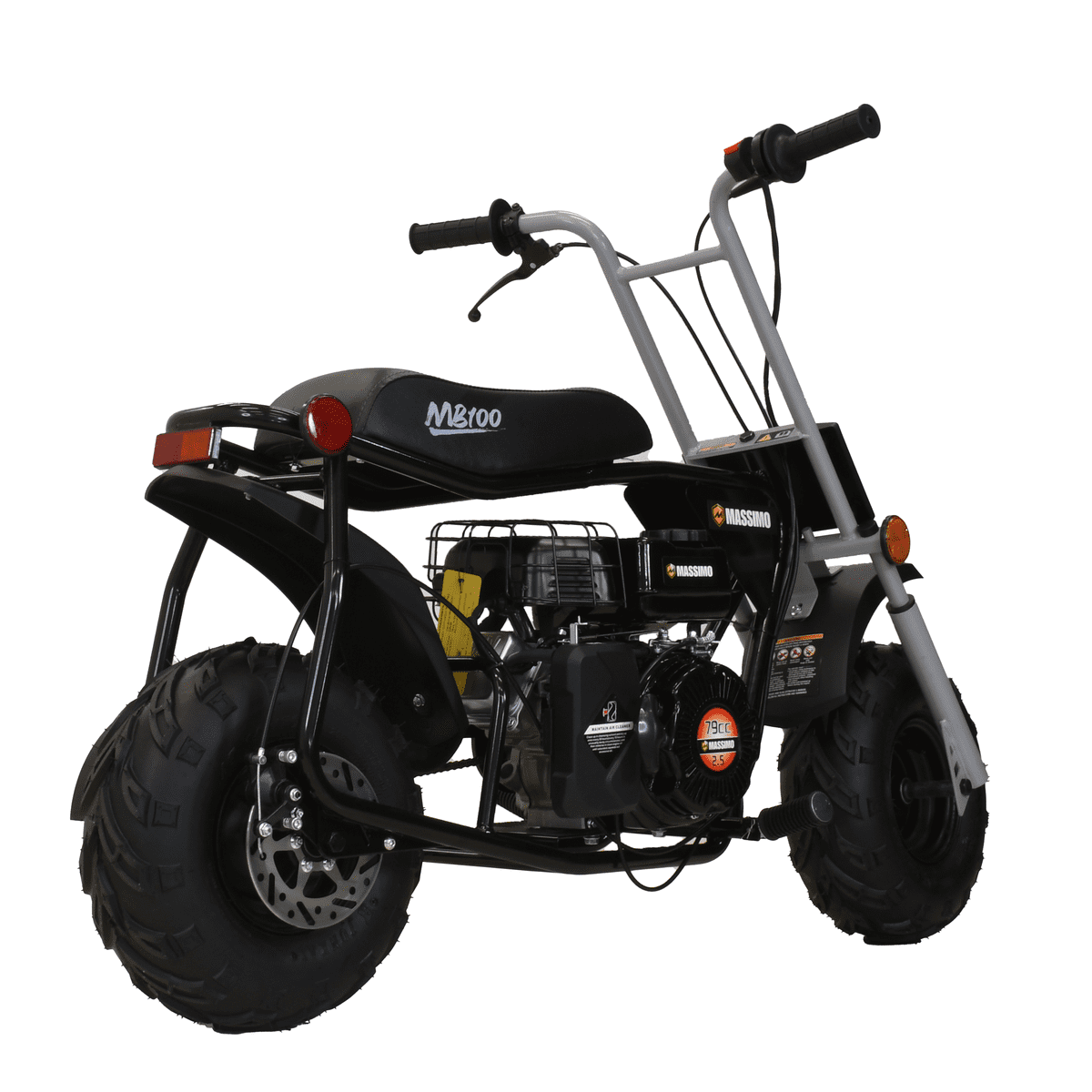 Massimo MB100 Minibike 79cc 2.5HP Gas Powered Off-Road Trail Bike (Black, 50 in x 24.2 in x 34.6 in) y0017