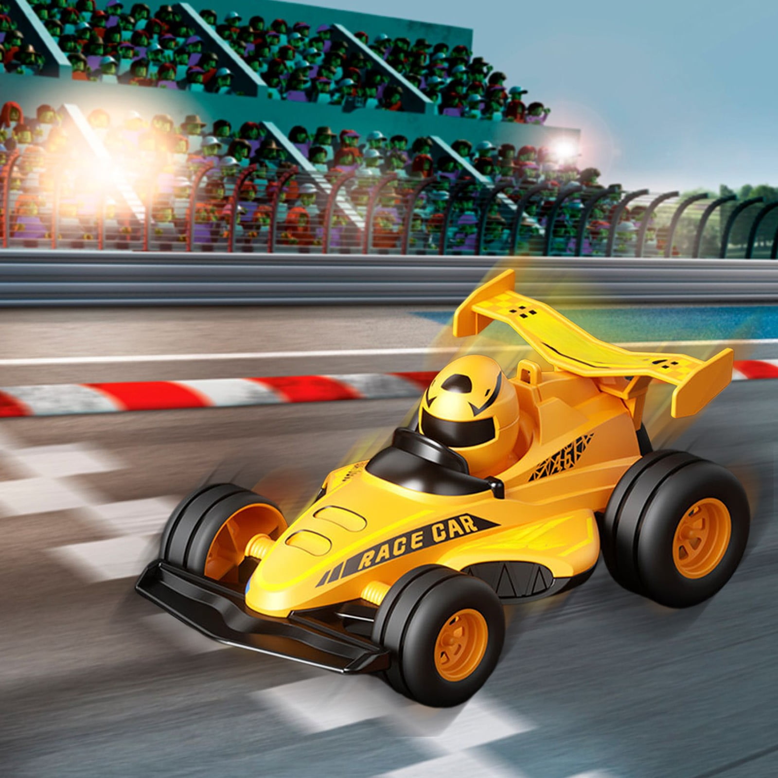 ToysYGift Pull Back Race Car Toy, Friction Powered Vehicle for Kids (Yellow, 4.33 in x 3.07 in) y8zn5