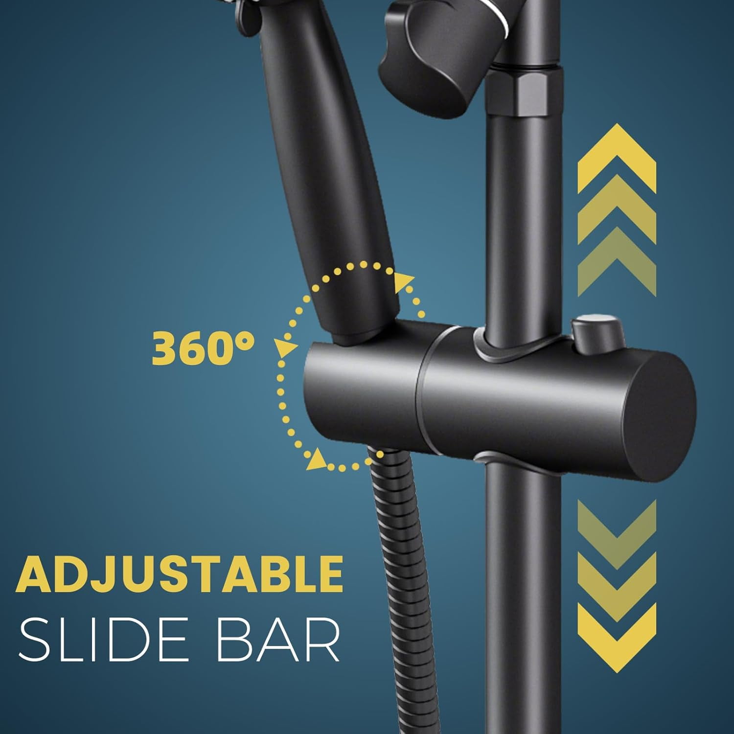 ROSYNEY 15 in Rainfall Shower Head with Handheld Combo, 8-Setting Sprayer, Adjustable Extension Arm (Matte Black, 15 in) gljoq