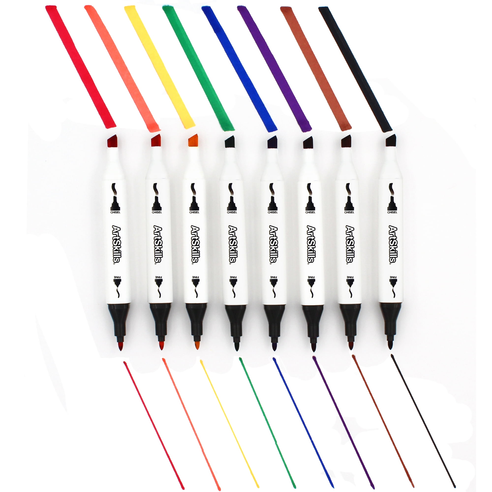 ArtSkills Dual Tip Permanent Markers, Fine & Chisel Tips, Assorted Colors (8-Pack) txxq9
