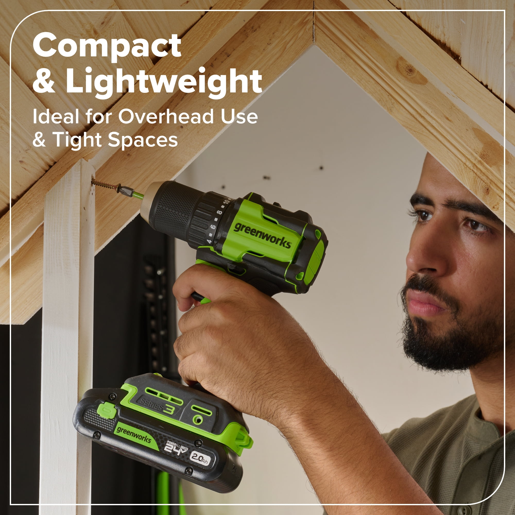 Greenworks 24V Cordless Brushless 4-Piece Power Tool Combo Kit with Drill, Impact Driver, Circular Saw, Flashlight, Batteries, and Charger (Green) gr6y7