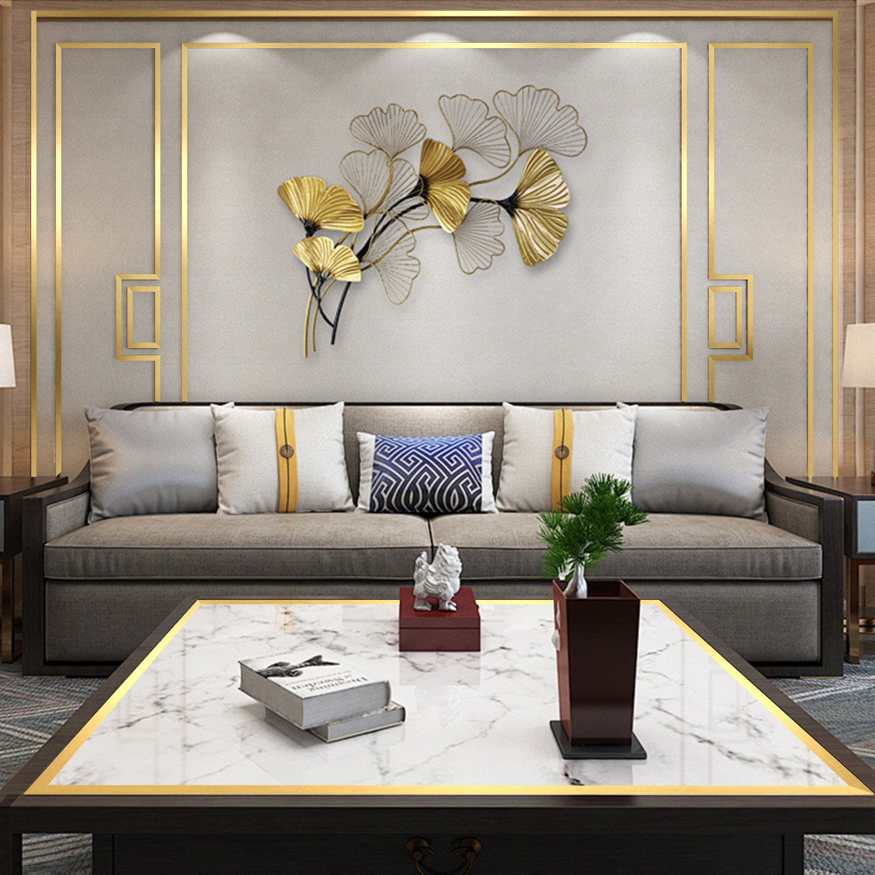 Taaizau Peel and Stick Molding Trim, Flexible Metalized Brushed Gold Wall and Mirror Frame Decor (32.8 ft x 0.4 in) 61ceo