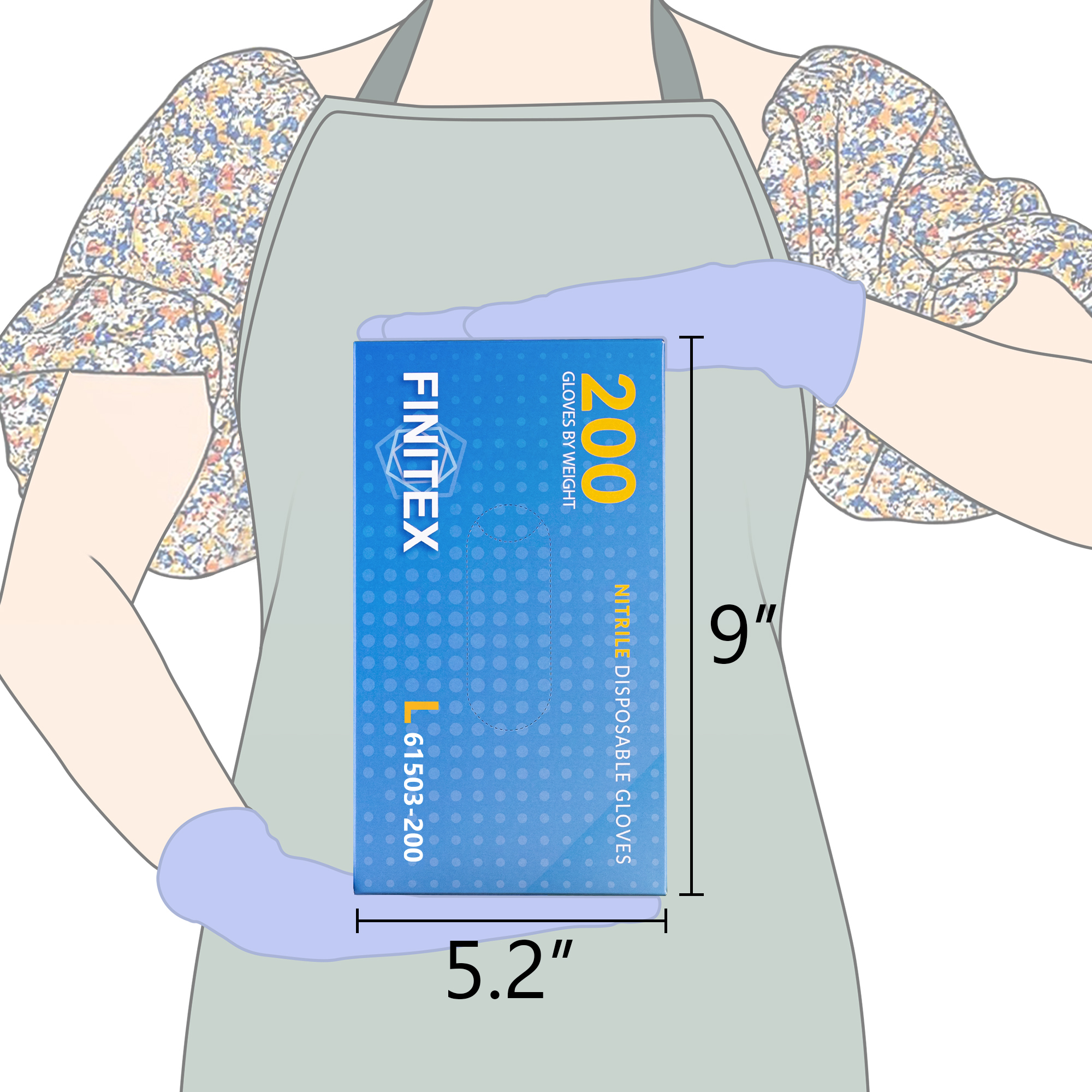 FINITEX Nitrile Disposable Gloves, Food Grade, Latex-Free, Hypoallergenic, Micro-Roughened Grip (Blue, Large, 200 Count) q73v6