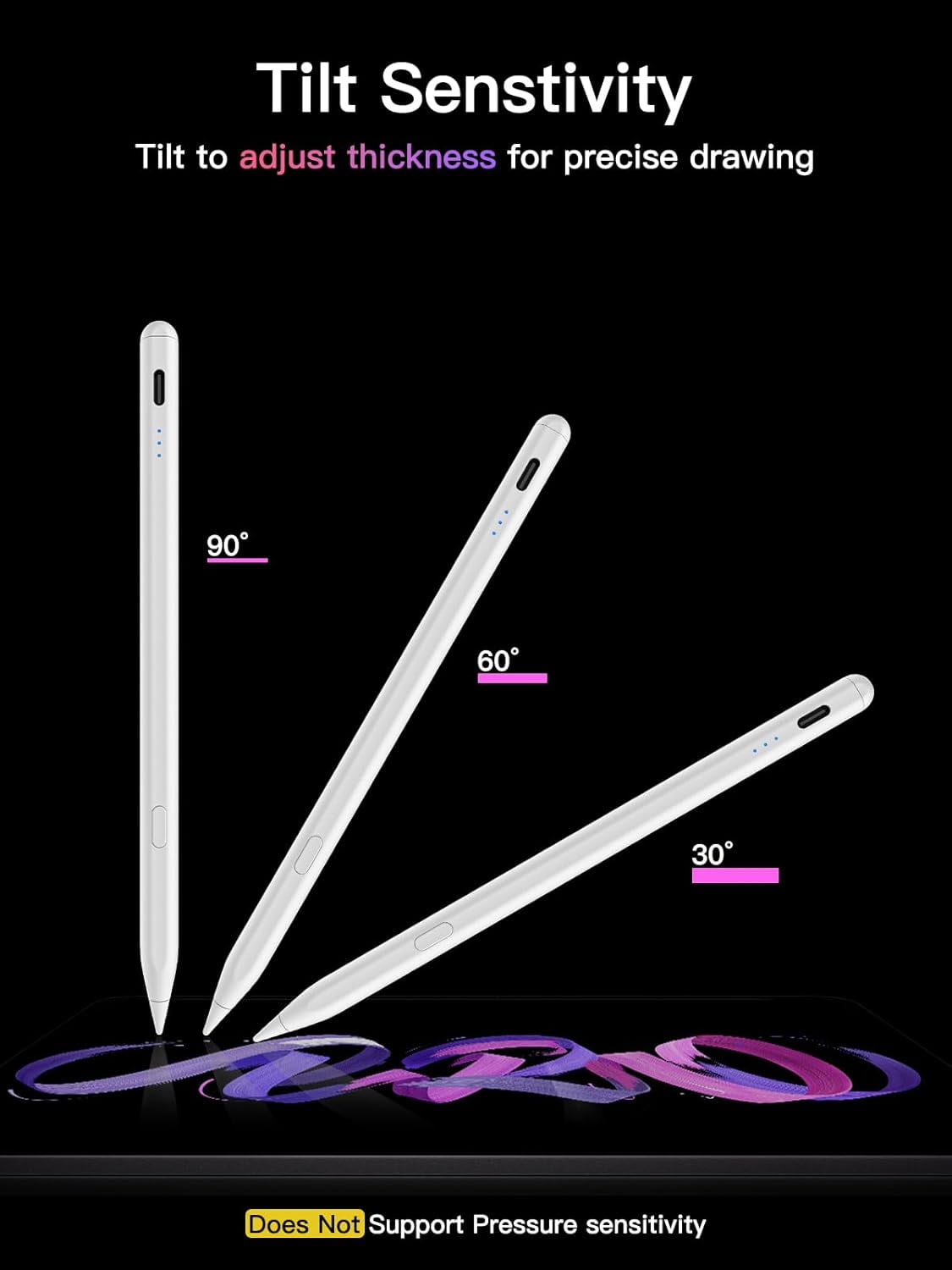 GATATOL Stylus Pen for iPad (2018-2025 Models) with Palm Rejection, Tilt Sensitivity, and Shortcut Button (White) 7k8g5