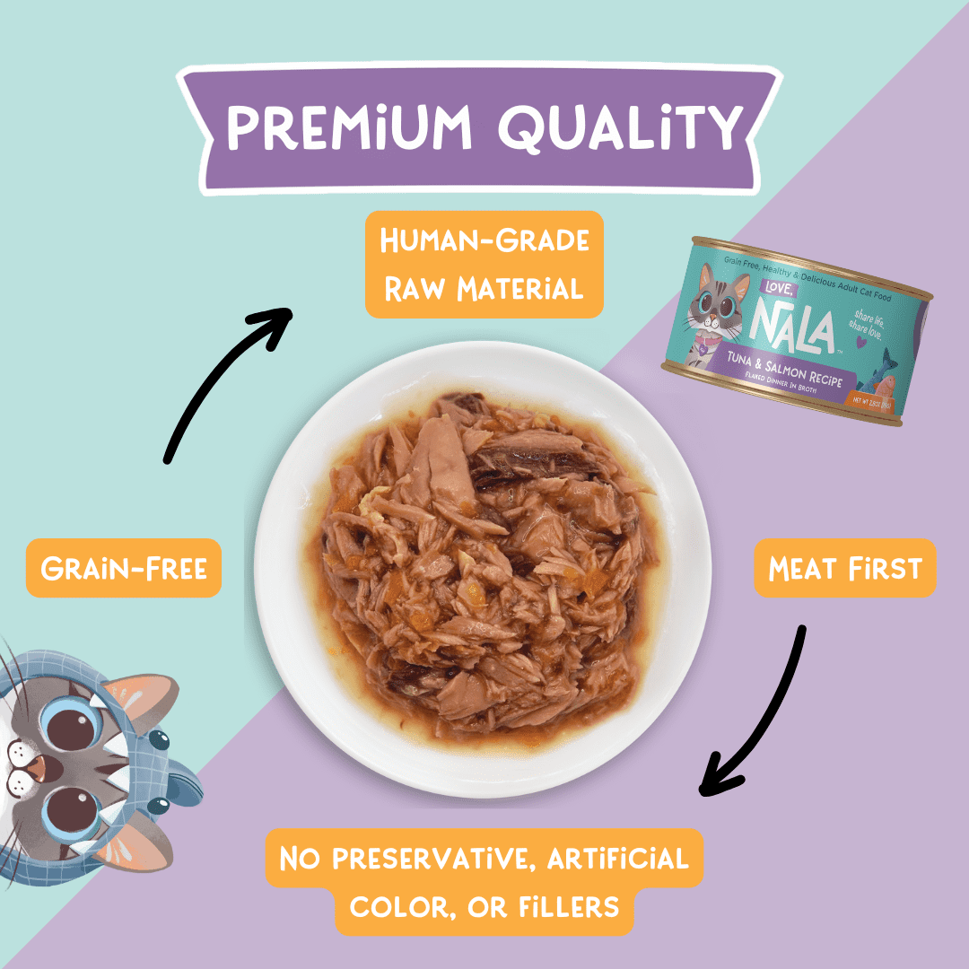 Love, Nala Adult Cat Flaked Wet Cat Food Tuna & Salmon Recipe (6 Pack, 2.8 oz) 85gnv