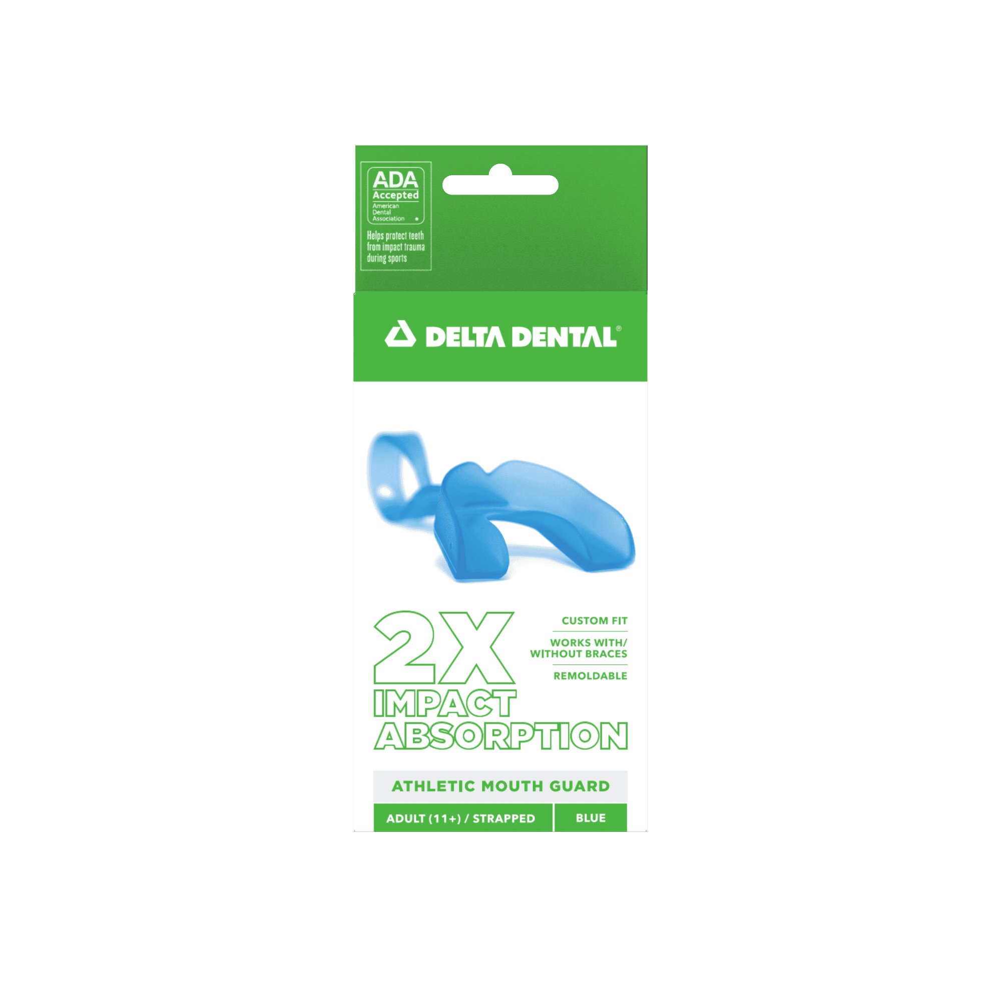 Delta Dental Adult Strapped Mouth Guard, Boil & Bite Sports Protection for Football and Hockey (Blue, One Size) wg0ow