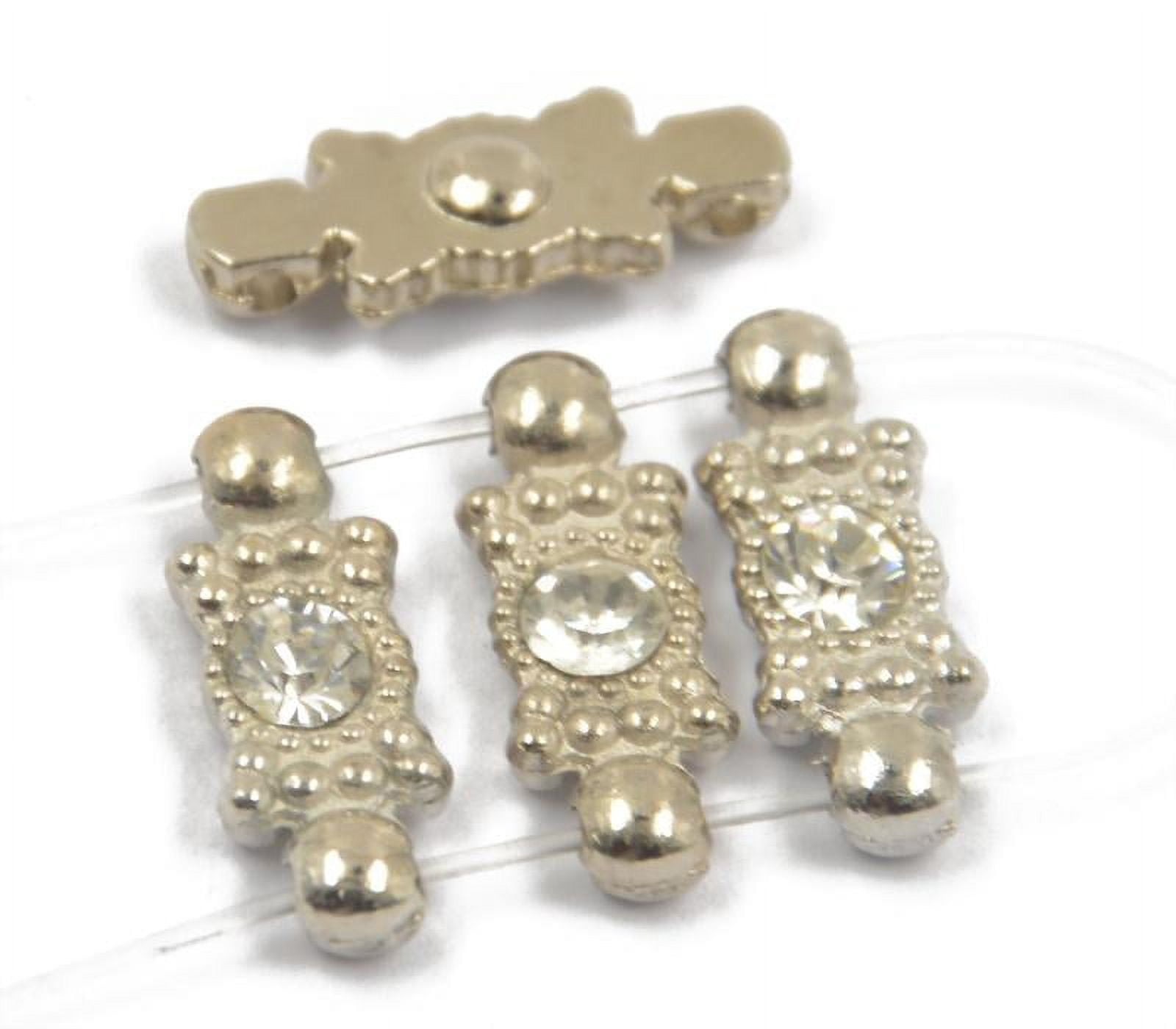 YIJU Rhinestone Spacer Bar Beads for Jewelry Making (Silver, 20 Pack) 1vbuw