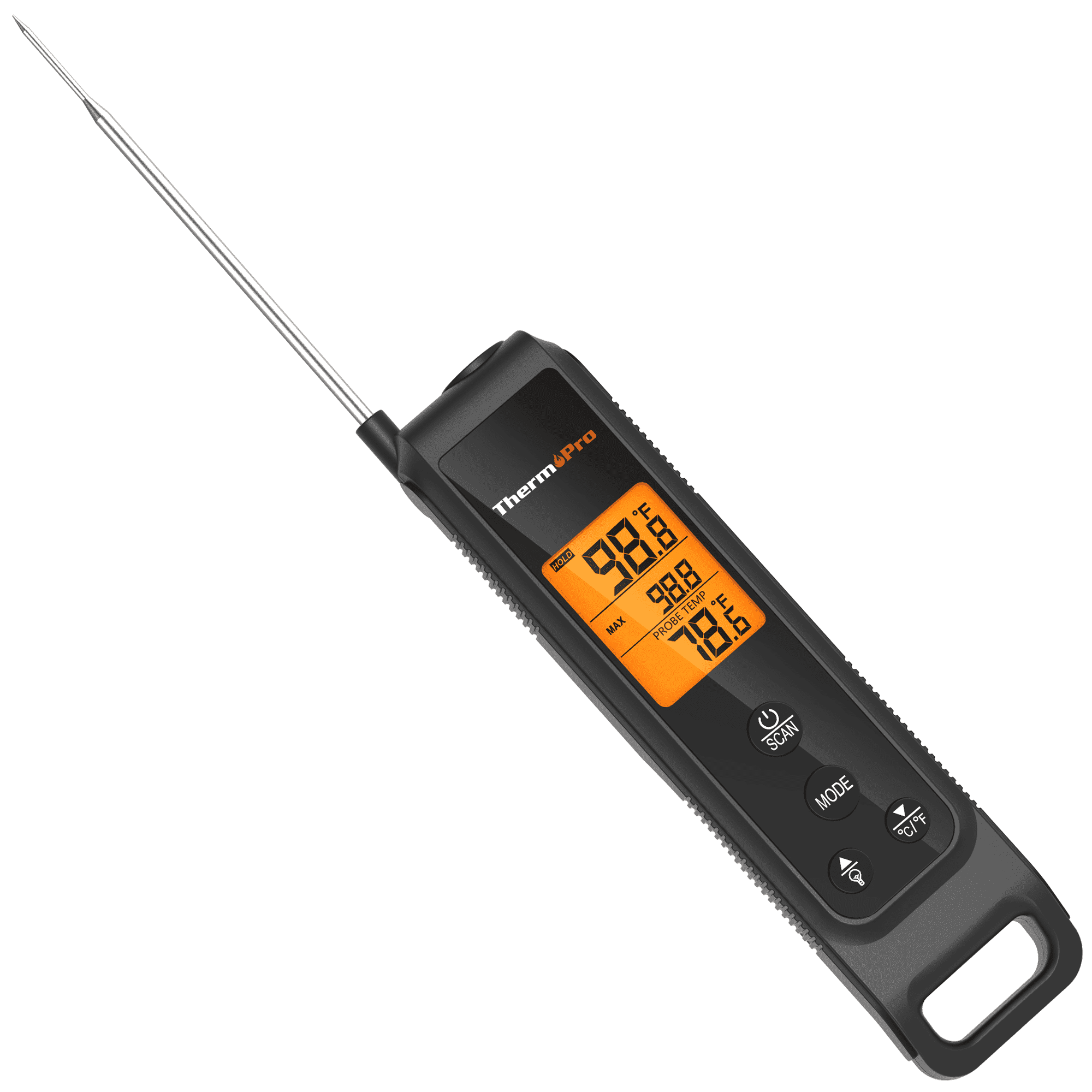 ThermoPro 2-in-1 Infrared Thermometer and Instant Read Meat Probe for Grilling and Baking (Black, 1 Pack) 50ti6