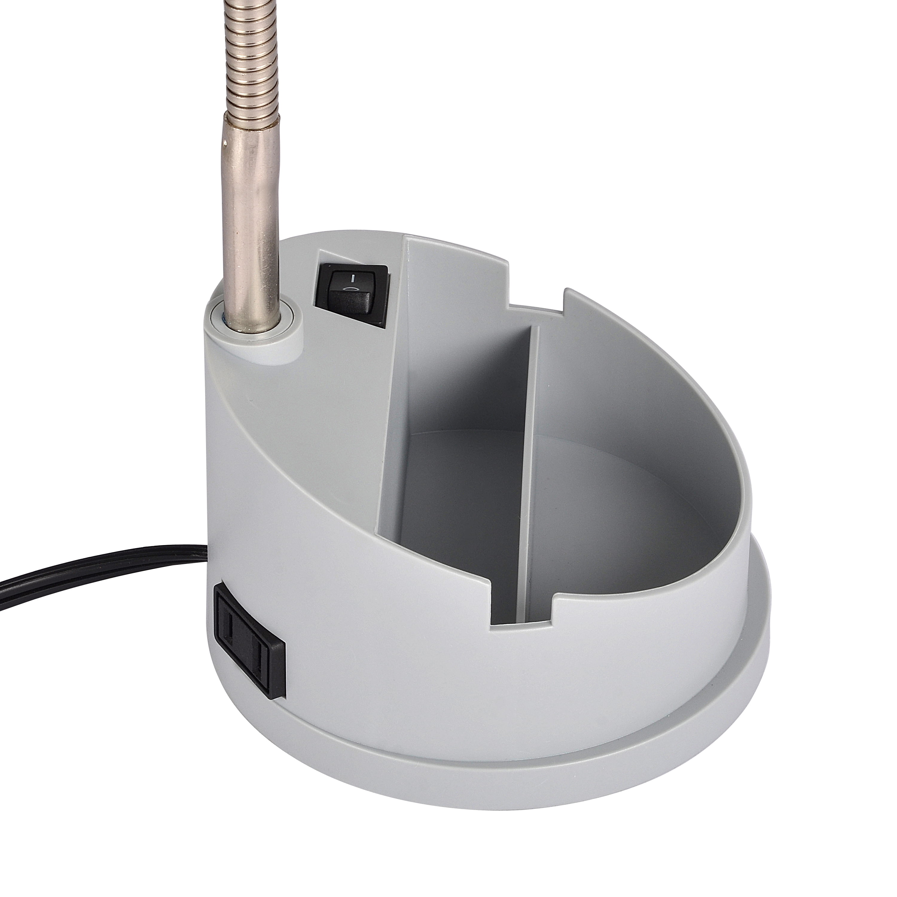 Mainstays LED Gooseneck Desk Lamp with Integrated Power Outlet (Gray, 16.25 in) lw4ul