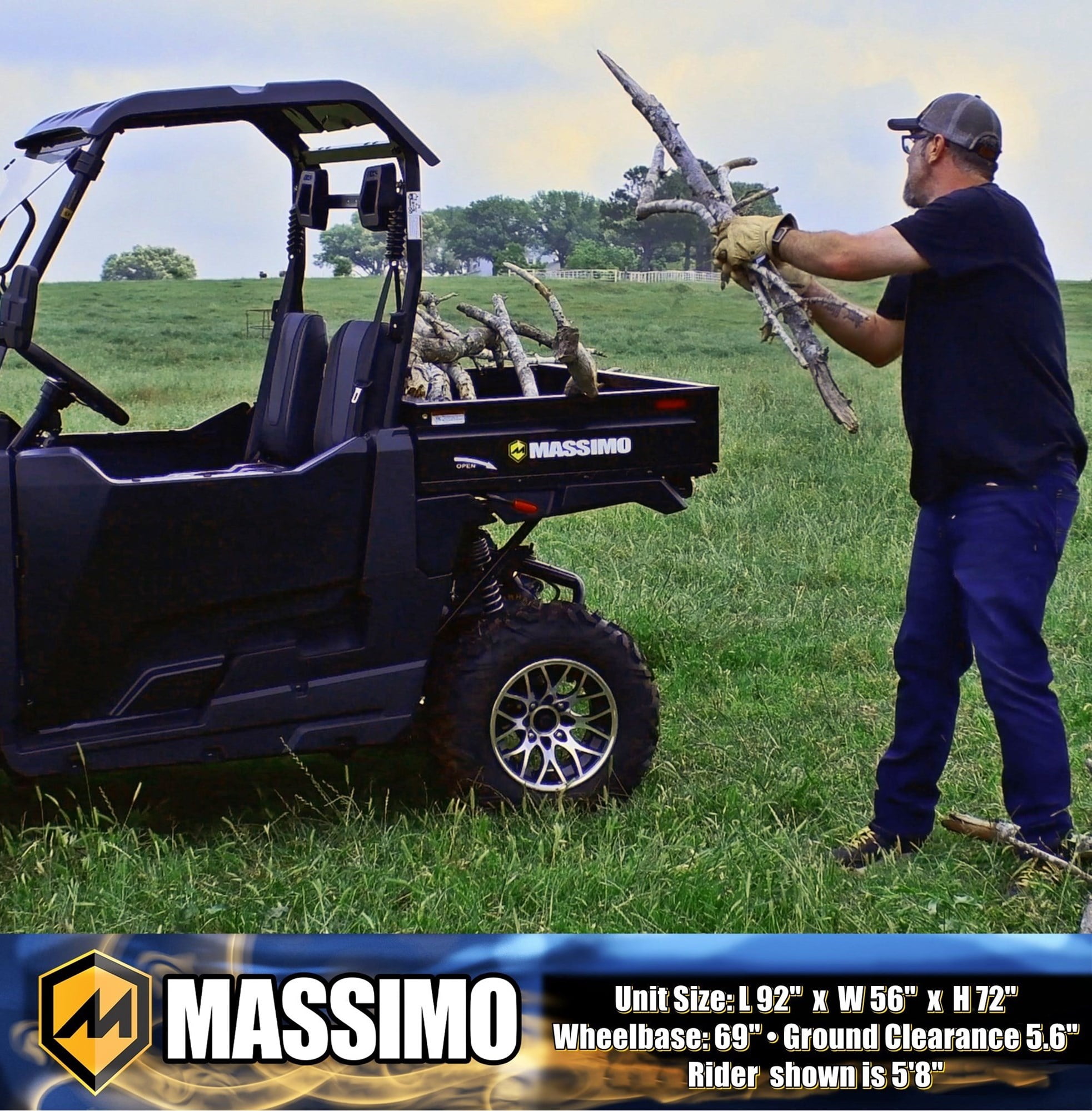 Massimo Buck 250 Side by Side UTV with Dumping Cargo Bed (Quicksand, 177cc) 5tcc7 - Image 6