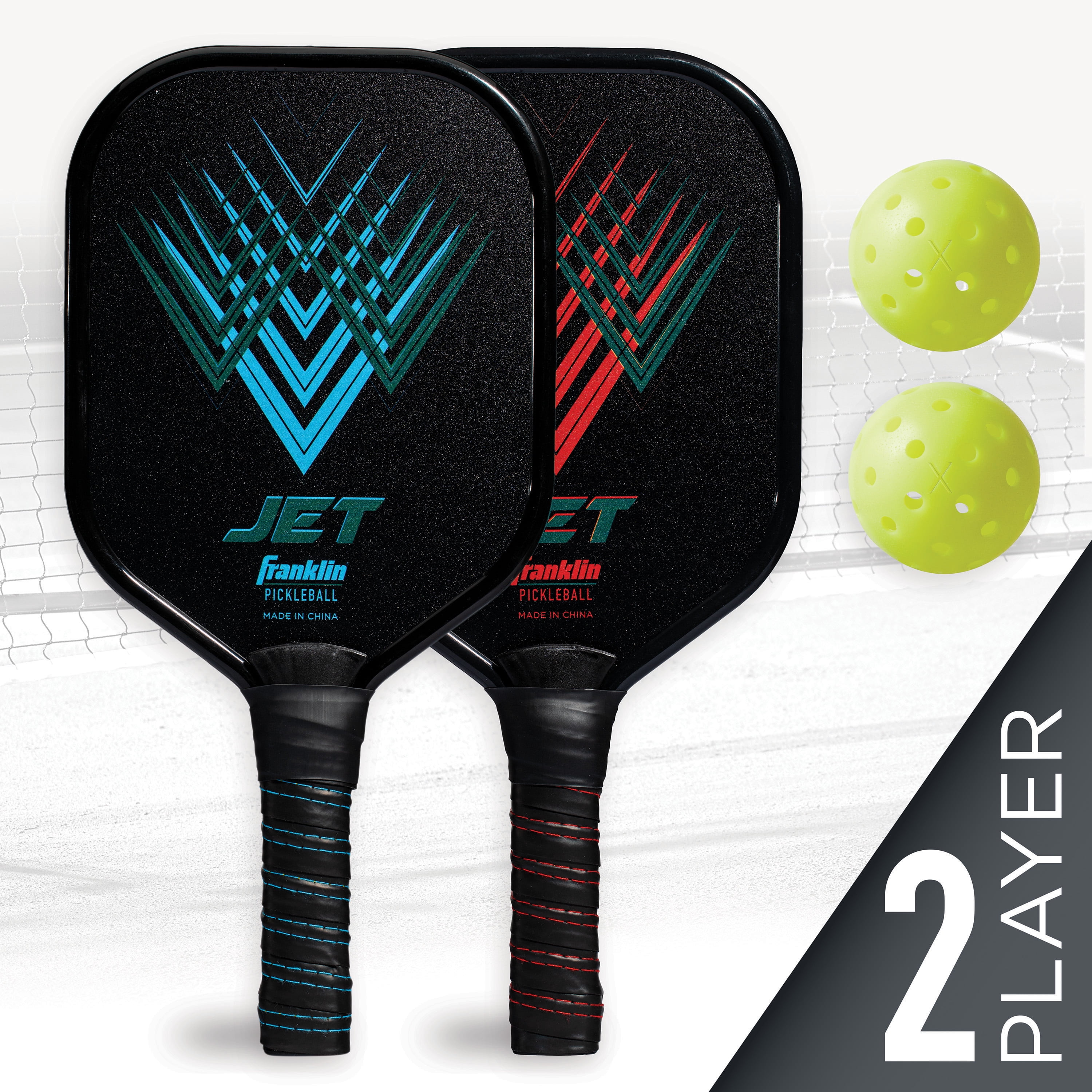 Franklin Sports Pickleball Paddle Set (2 Paddles, 2 Balls, Aluminum Starter Kit) tlmo1