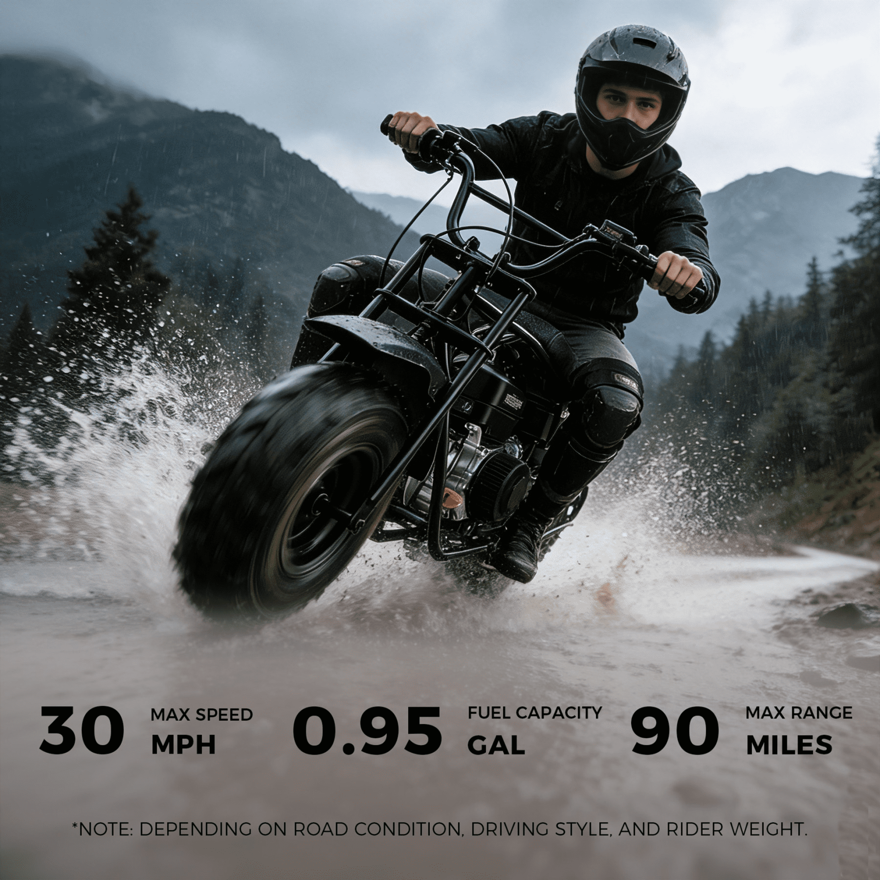 Oryxearth BRM200-2 4-Stroke Gas Powered Minibike, Off-Road Trail Dirt Bike for Adults and Teens (Black, 200 lb Capacity) iqjxm