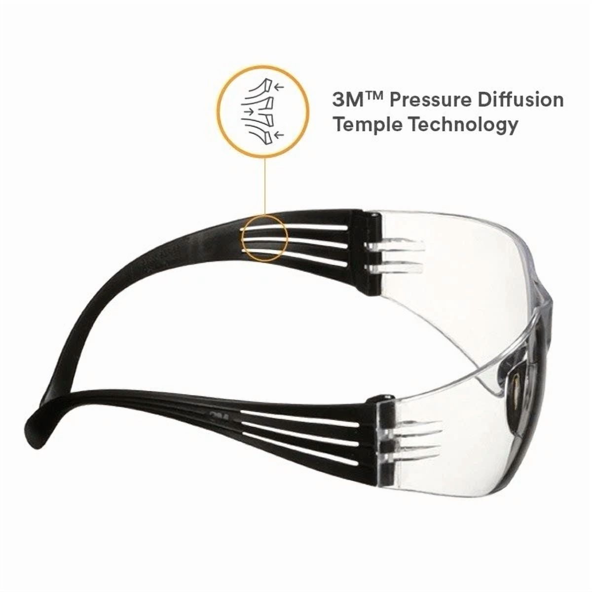 3M SecureFit 100S Safety Glasses, Anti-Fog and Scratch-Resistant Protective Eyewear (Clear, 3 Pack) usb7t