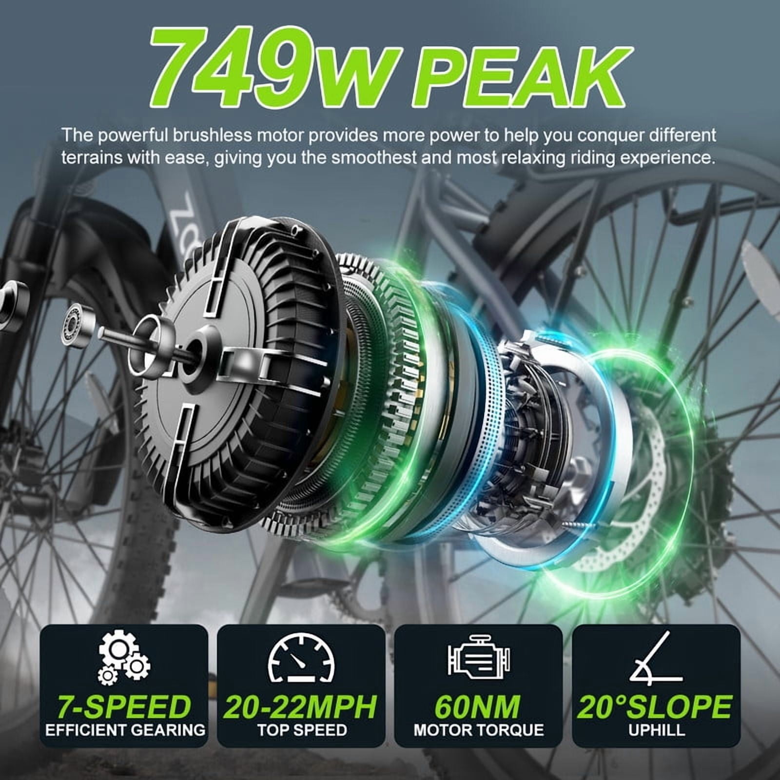Z00NLAI Electric Bike for Adults, 749W Motor 7-Speed City Commuter E-Bike (26 in) aqnnf