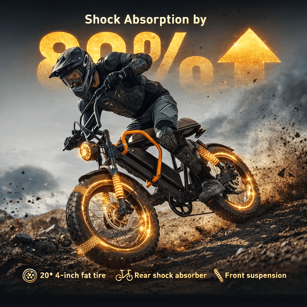 XLNEFNZ Electric Mountain Bike, 750W Motor Fat Tire E-Bike, 7-Speed Off-Road Bicycle (Black, 20 in) ipmrp