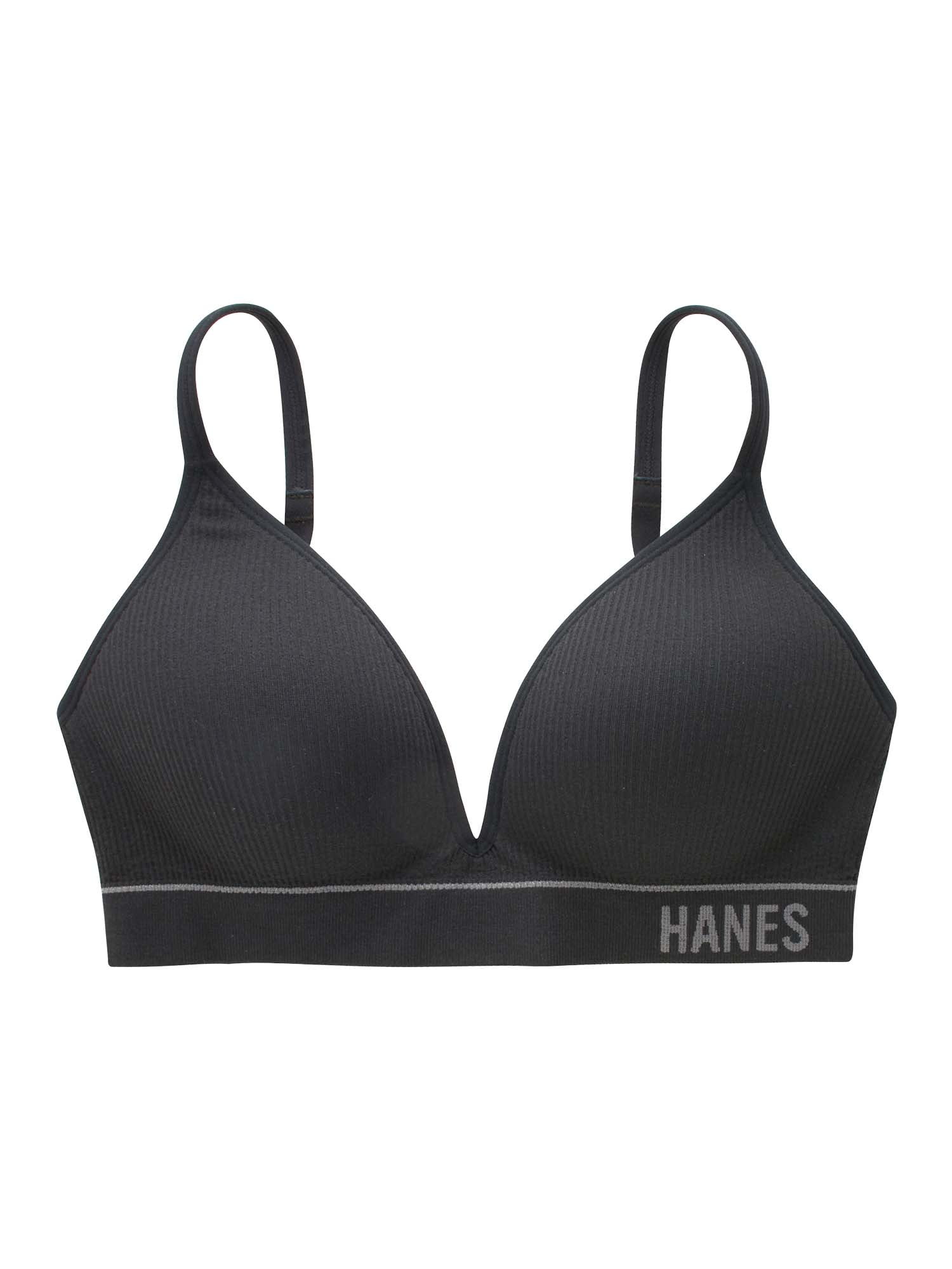 Hanes Originals Women's Rib Contour Wirefree Bra (Black, Medium) tgpf0