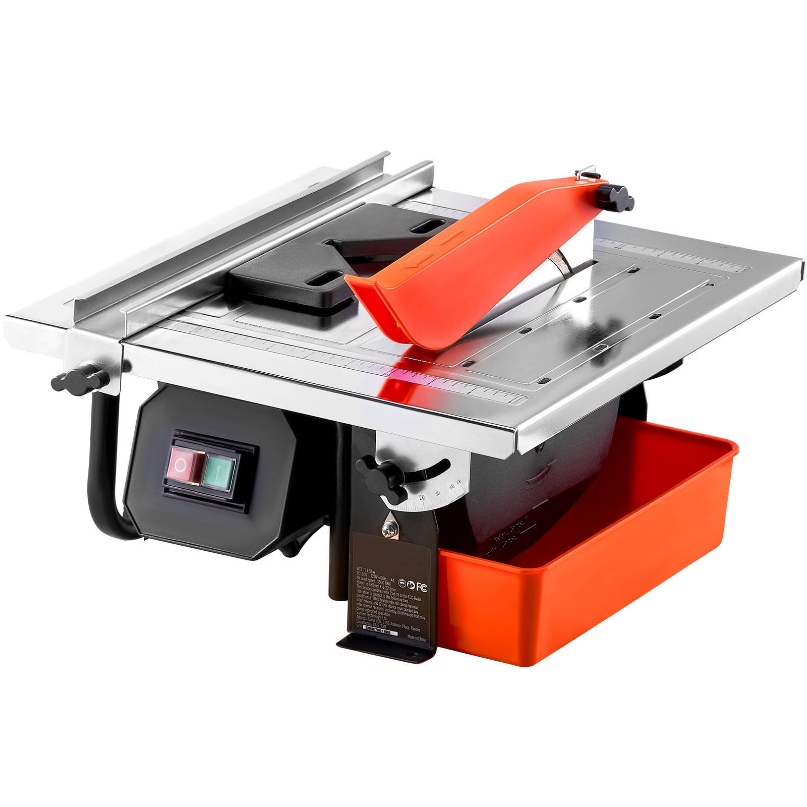 KFFKFF Wet Tile Saw, 7-inch Steel Blade, 3500 RPM Induction Motor, 0-45 Degree Miter Cut, Galvanized Surface (Black, 1.25 in Depth) jv0bm