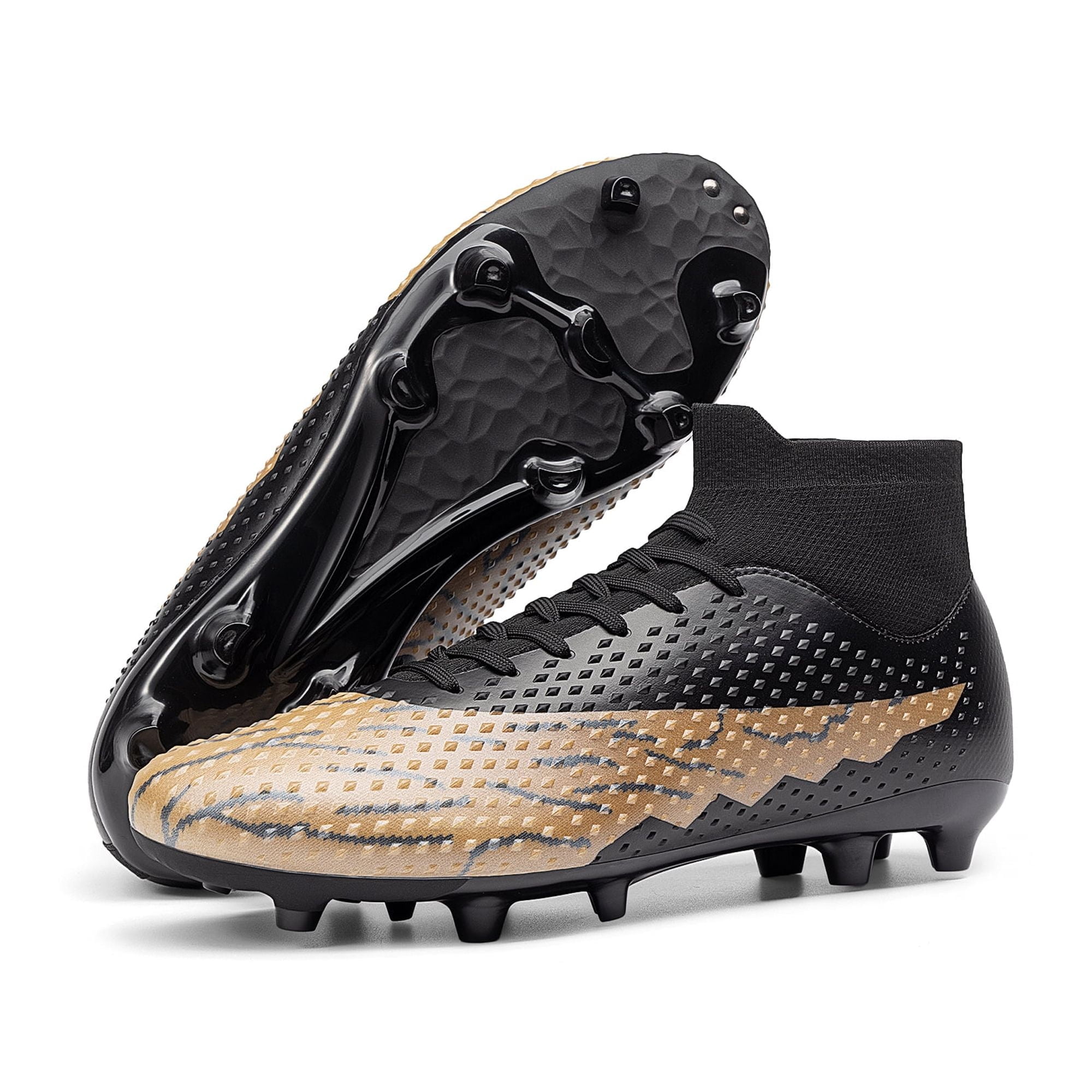 DREAM PAIRS Men's Firm Ground Soccer Cleats High-Top Professional Training Football Shoes (Black, 10 US) j3dqw