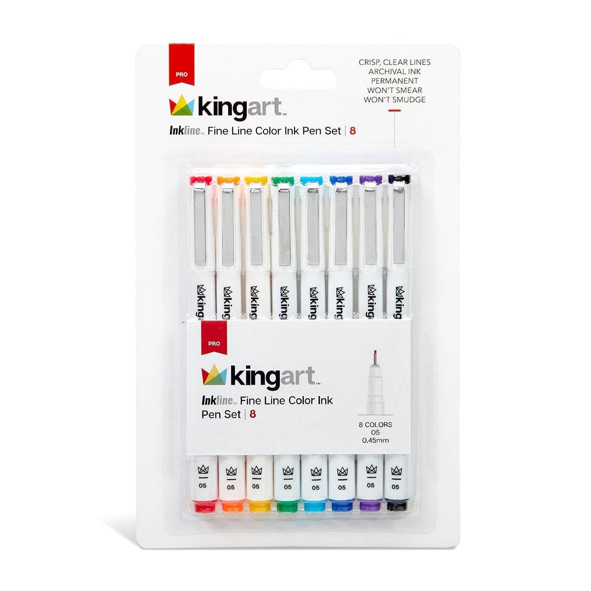 KINGART Inkline Fine Line Art Pens Set (8 Colors, 0.02 in) 8o70r