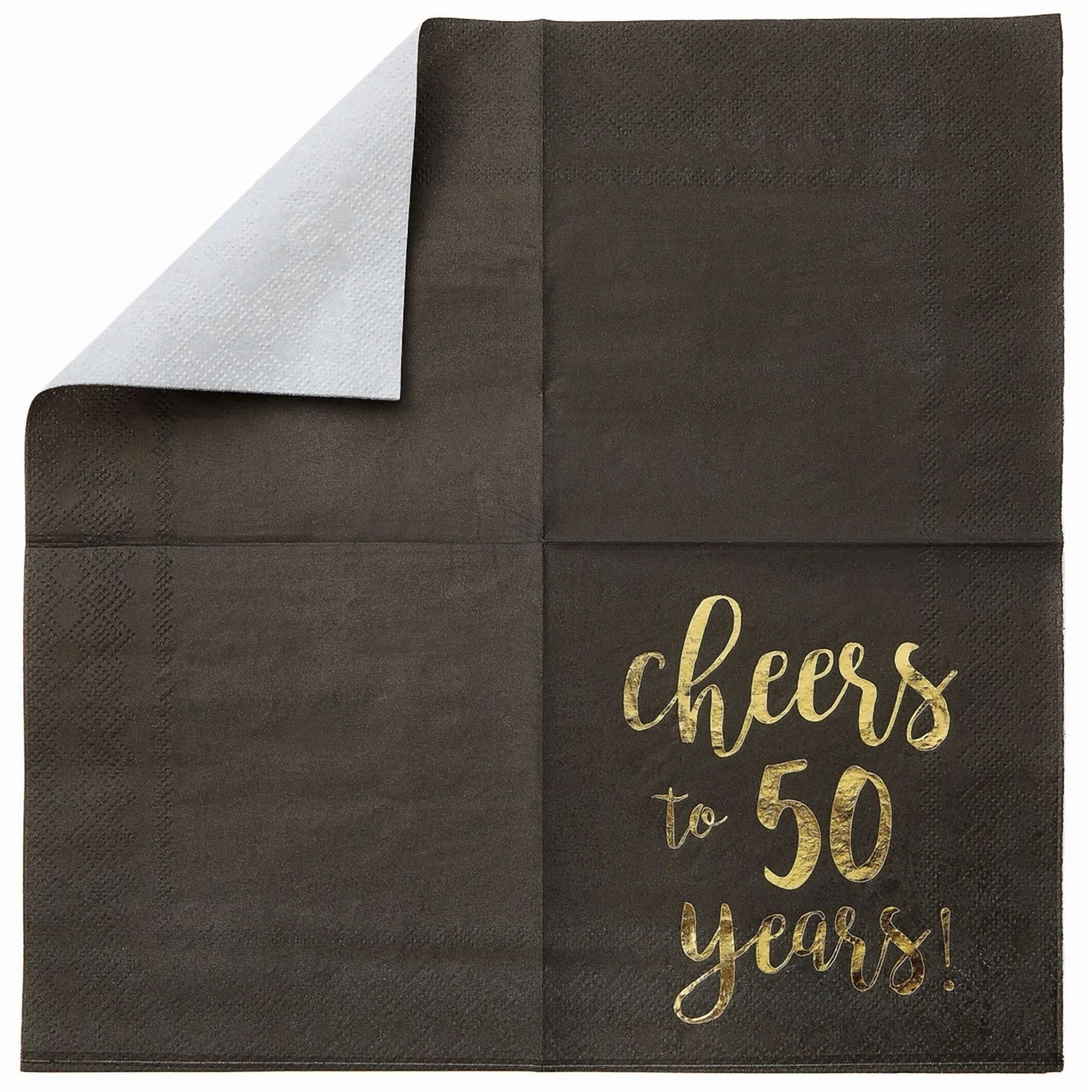 YANI Cheers To 50 Years Birthday Party Napkins (Gold, 50 Pack, 5 x 5 in) zli1z