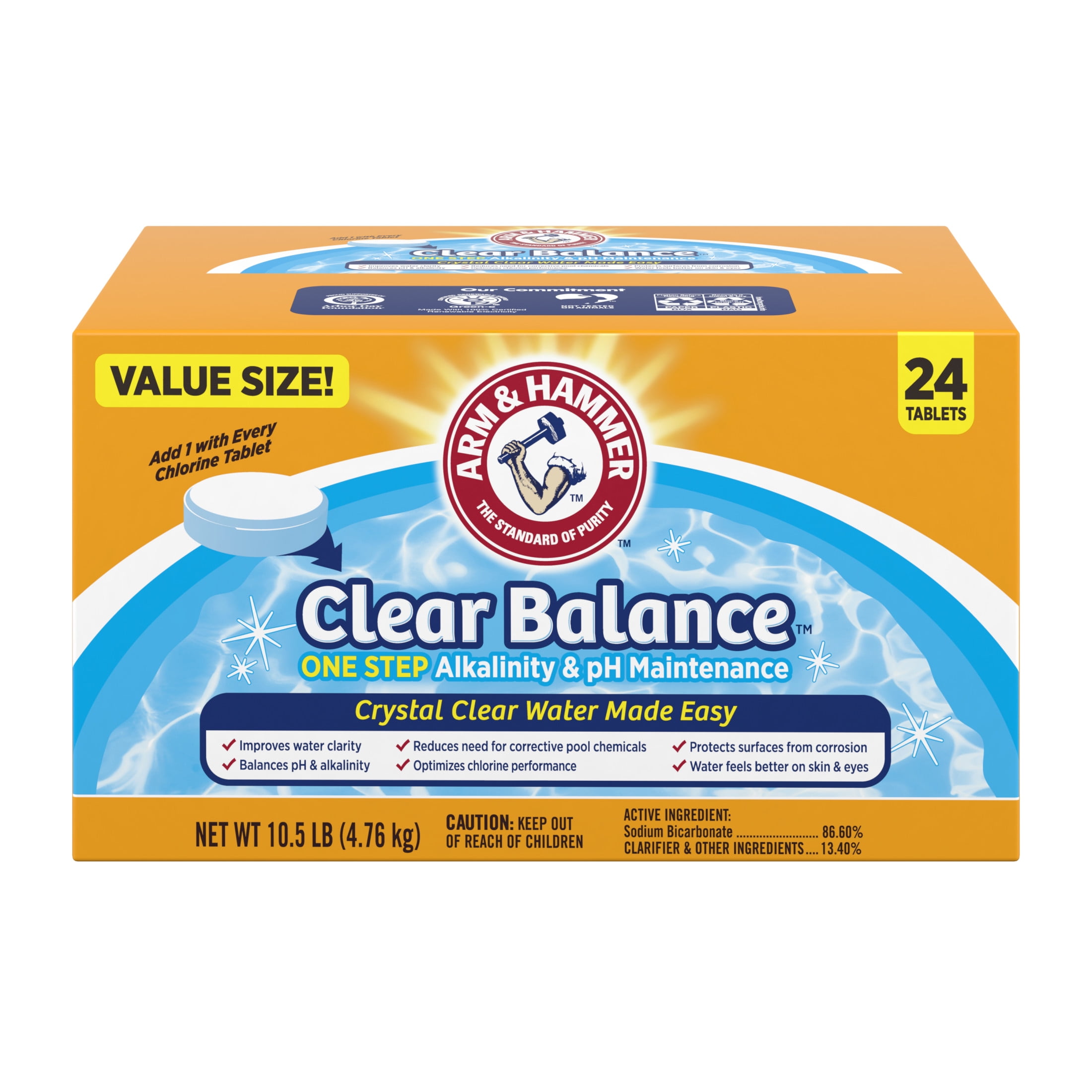 ARM & HAMMER Clear Balance Pool & Spa pH Maintenance Tablets (Clear, 24 Count) gesgg
