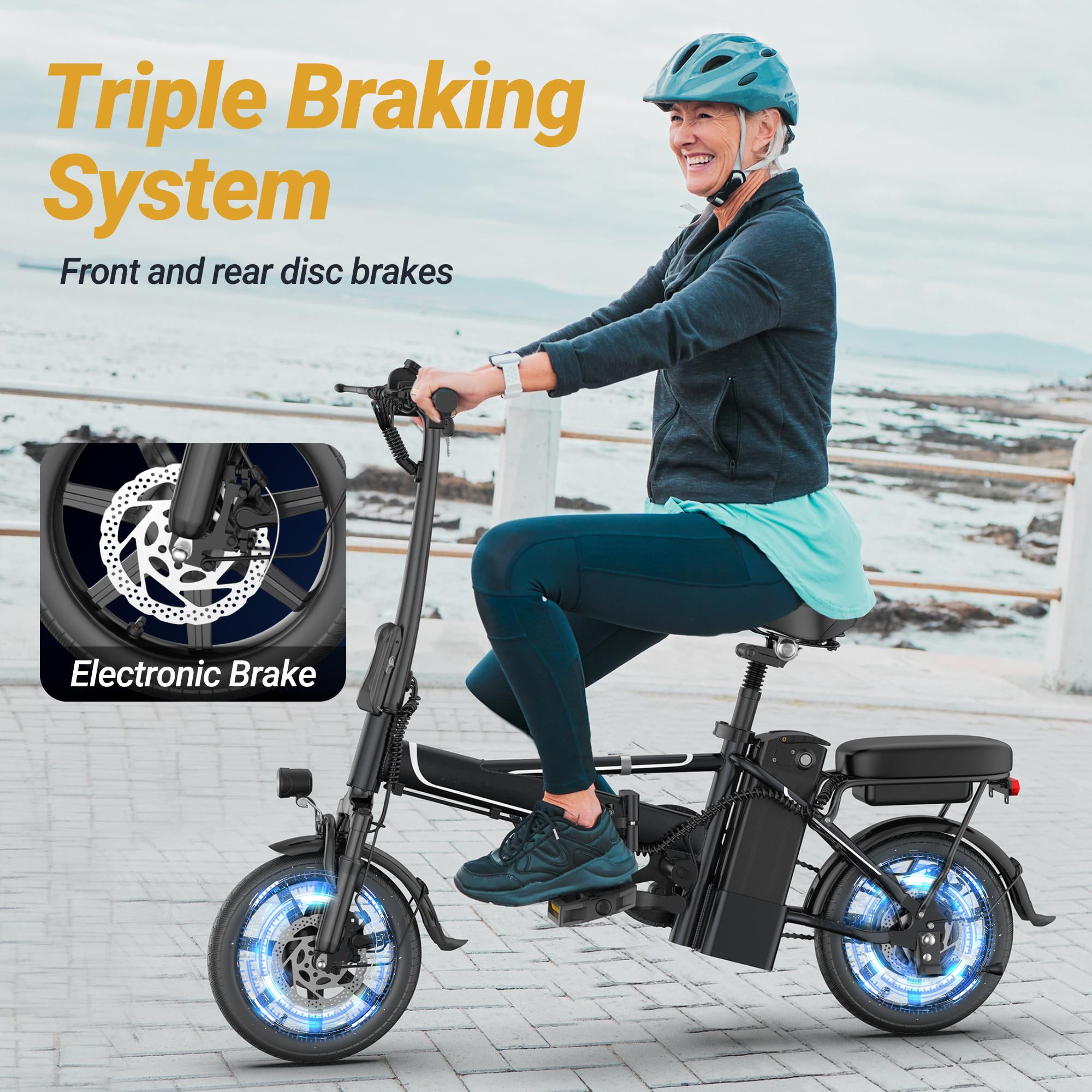FLYPKIN Foldable Electric Bike for Adults and Teens, 500W Motor with Removable 48V Battery (Black, 14 in) jyaaq