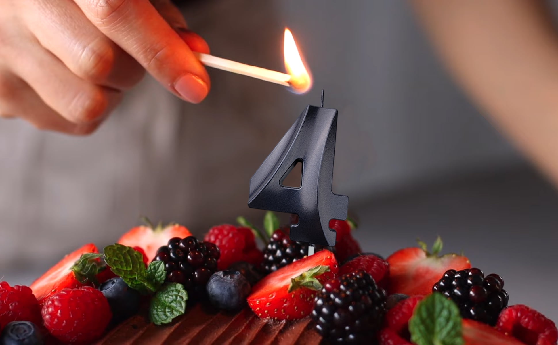 VITAM AMO Number 0 Birthday Cake Candle, 3D Metallic Black Decorative Party Topper (Large) h8r30