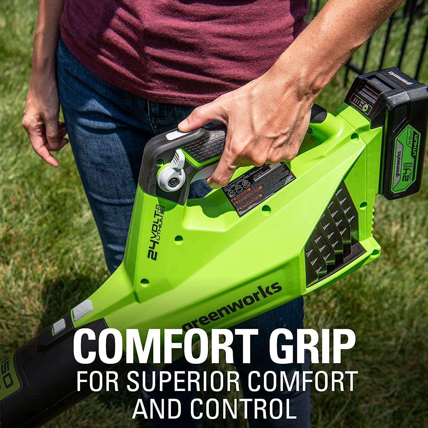 Greenworks Brushless Cordless Leaf Blower Kit with Battery and Charger (Green, 450 CFM) mq1vm
