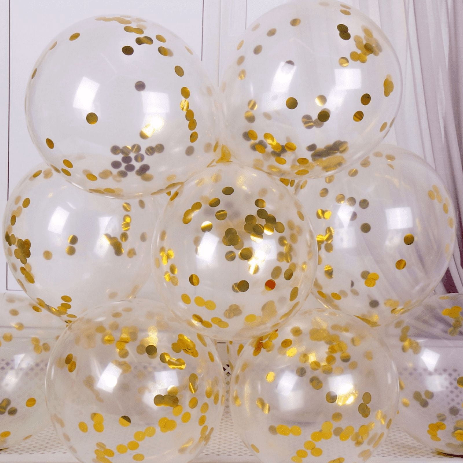 suxuMhao 12 Inch Glitter Latex Balloons with Gold Sequins for Party Decoration (Clear, 100 Pack) h9z88