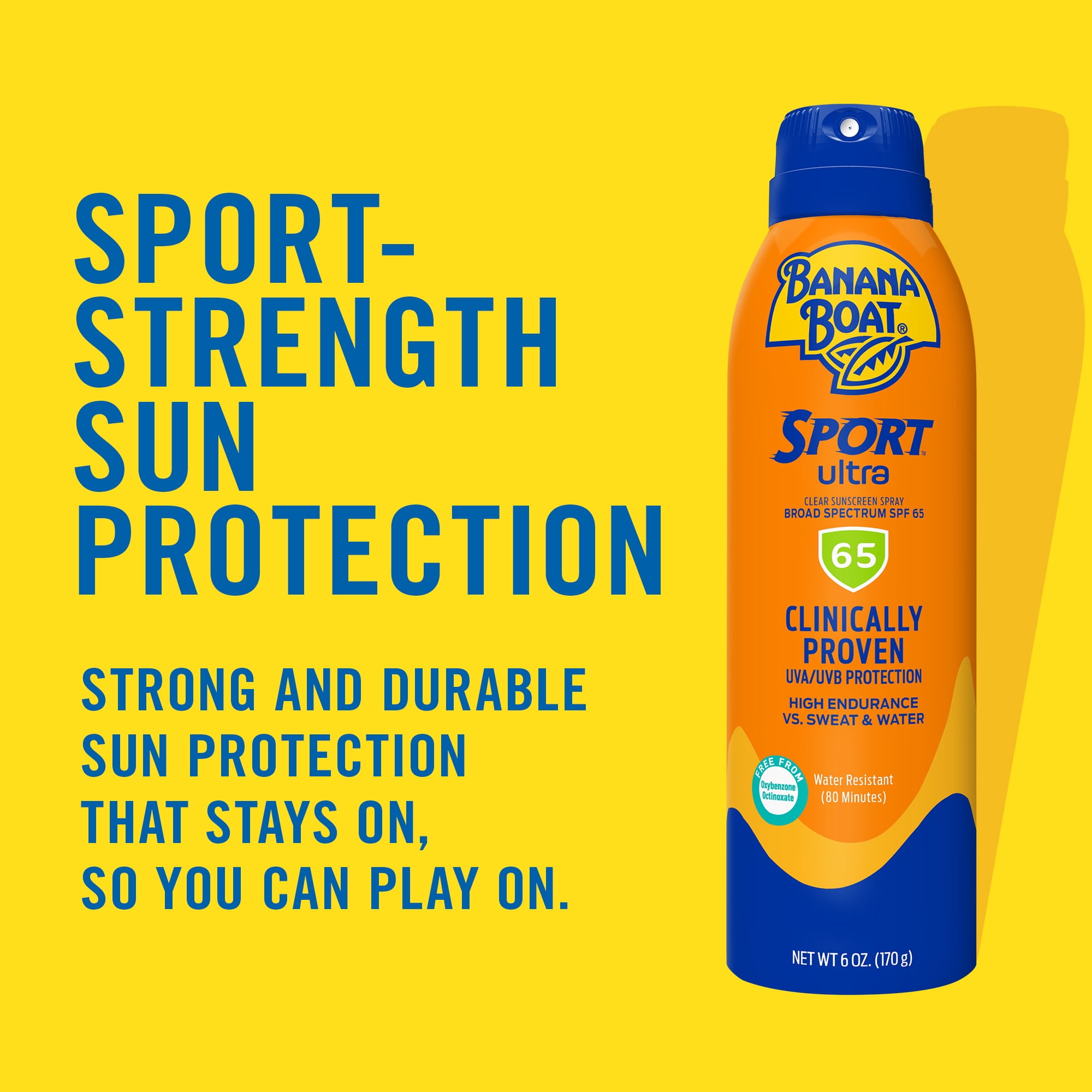 Banana Boat Sport Ultra SPF 65 Sunscreen Spray (Clear, 6 oz) 265m1