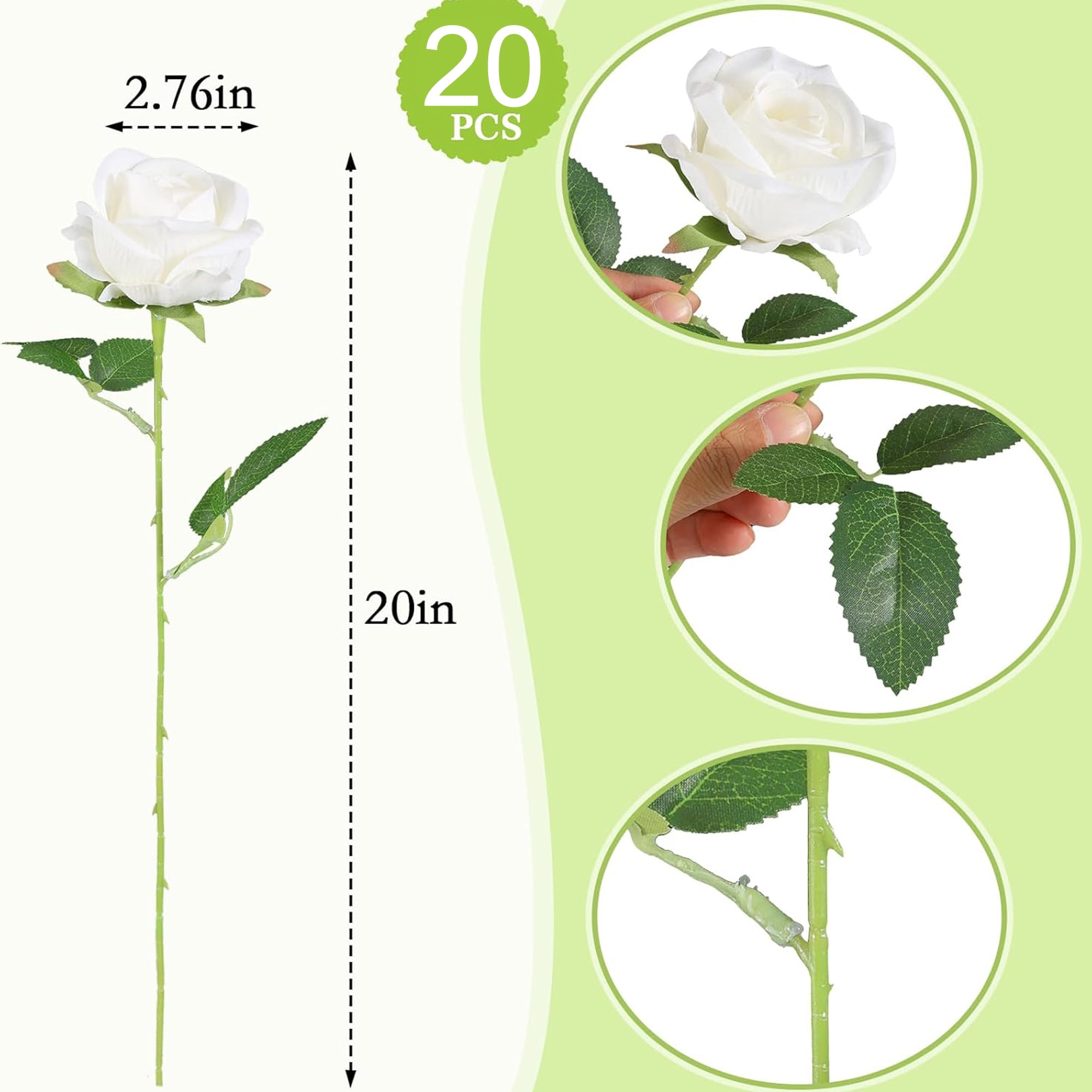 Mimifly Artificial Roses for Wedding Bouquets and Home Decor (Champagne, 20 Pack, 18 in) ip2sh