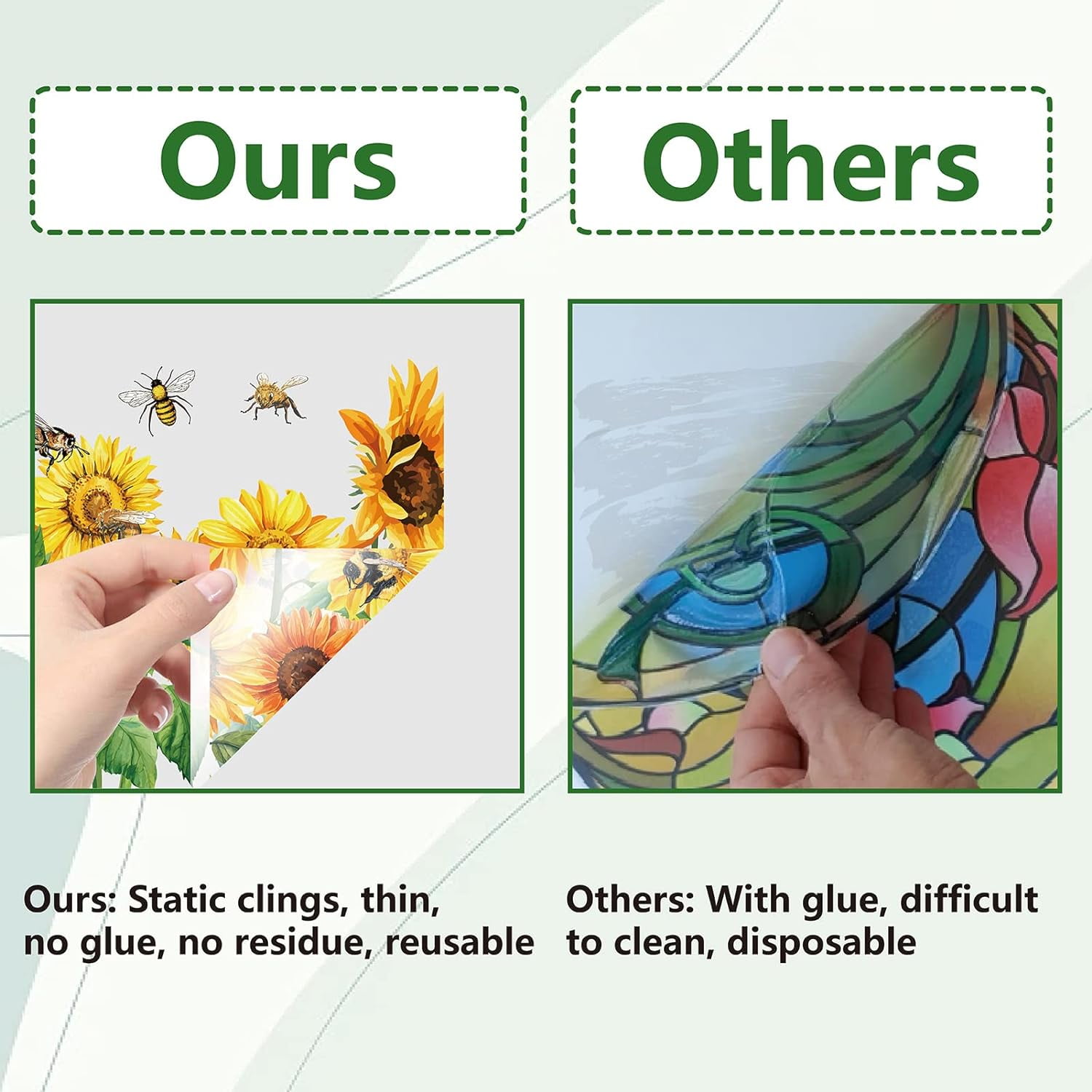 Generic Sunflower Bee Window Clings Static Decorative Film (Clear, 46.45 in x 15.74 in) tvb5z