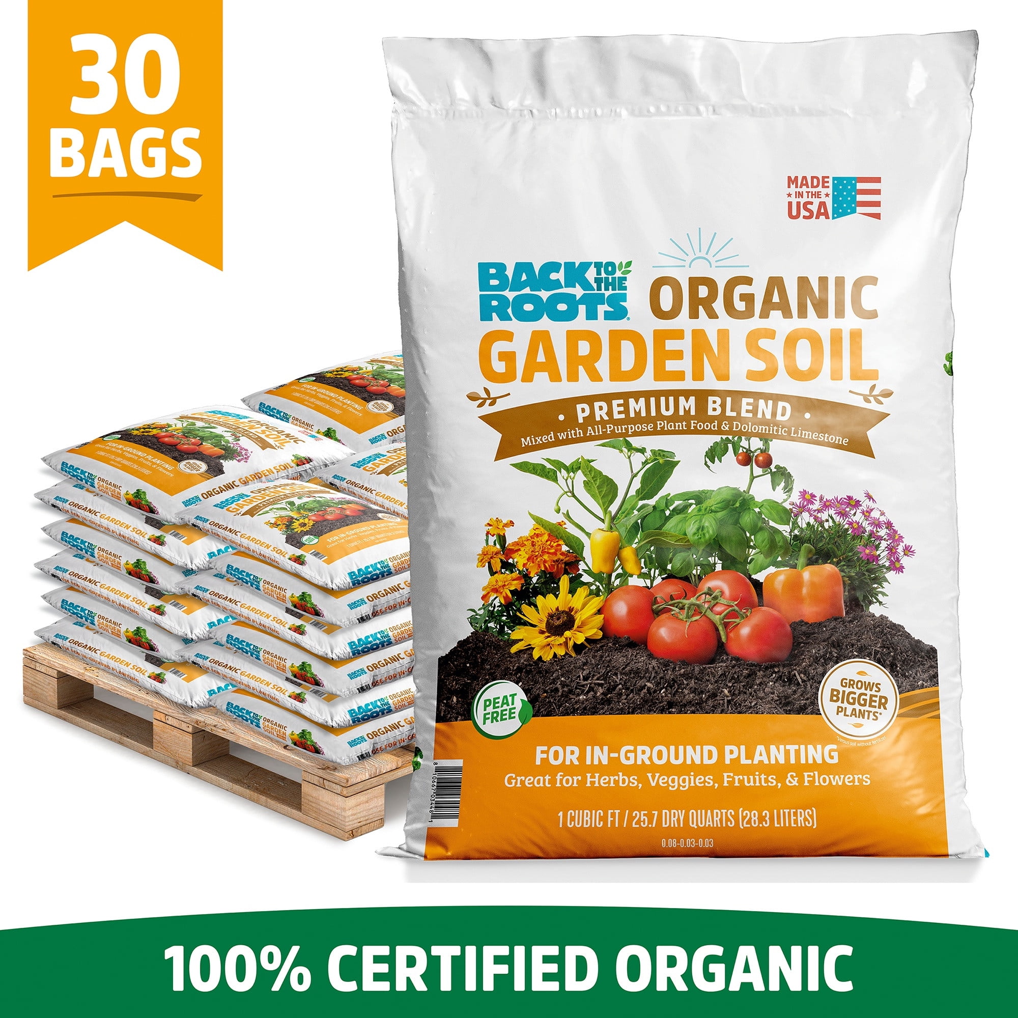 Back to the Roots Organic Garden Soil Mix (30-Pack, 1 cu. ft. per bag) 1c6u2
