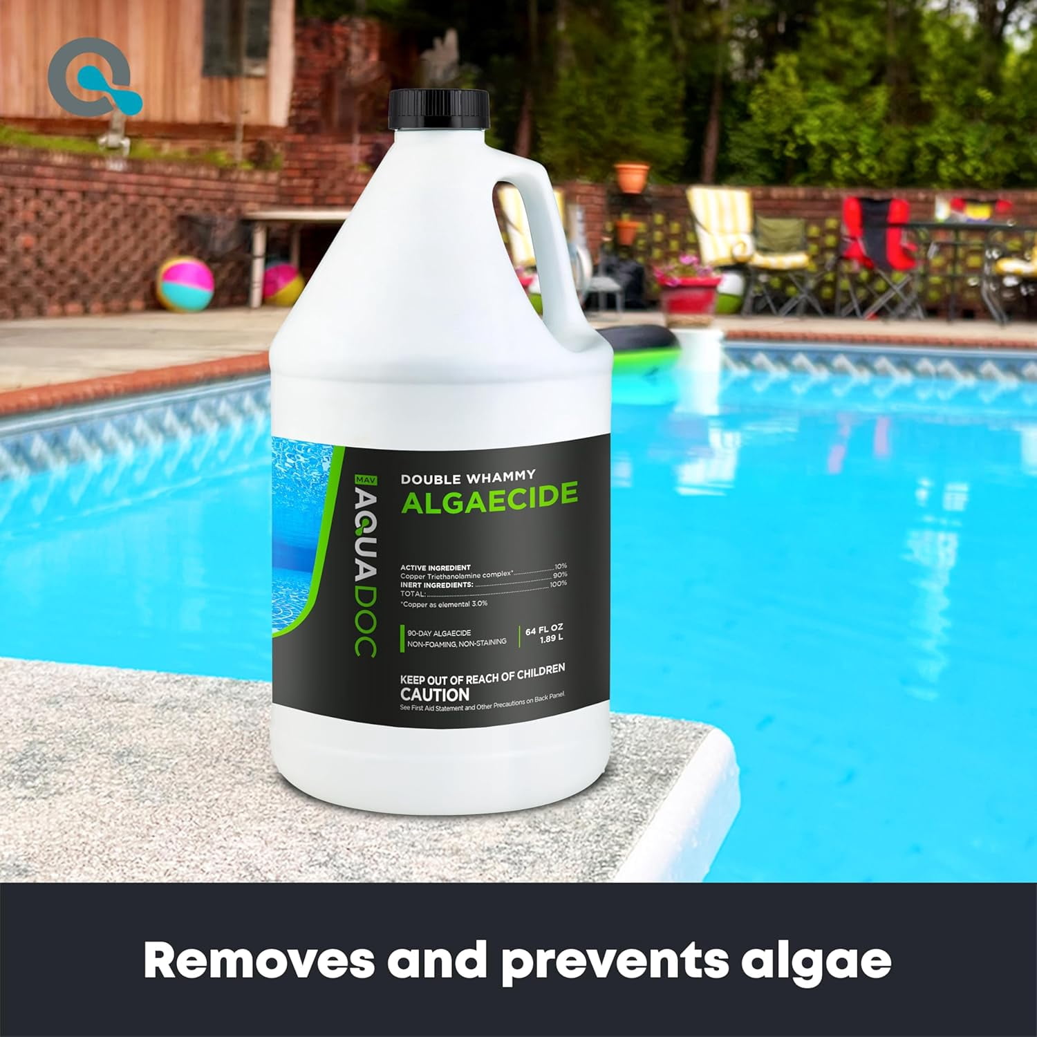 AquaDoc Copper Pool Algaecide Treatment for Inground and Above Ground Pools (Green, 64 oz) tr6k0