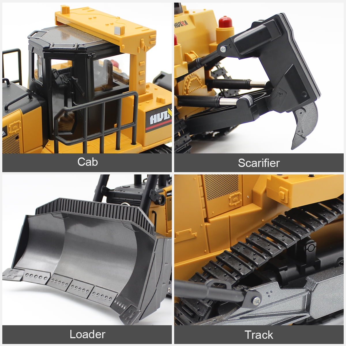Fisca 1/16 Remote Control Bulldozer, RC Construction Tractor with Metal Ripper and Lights (Yellow, 14.8 in) tk2ok
