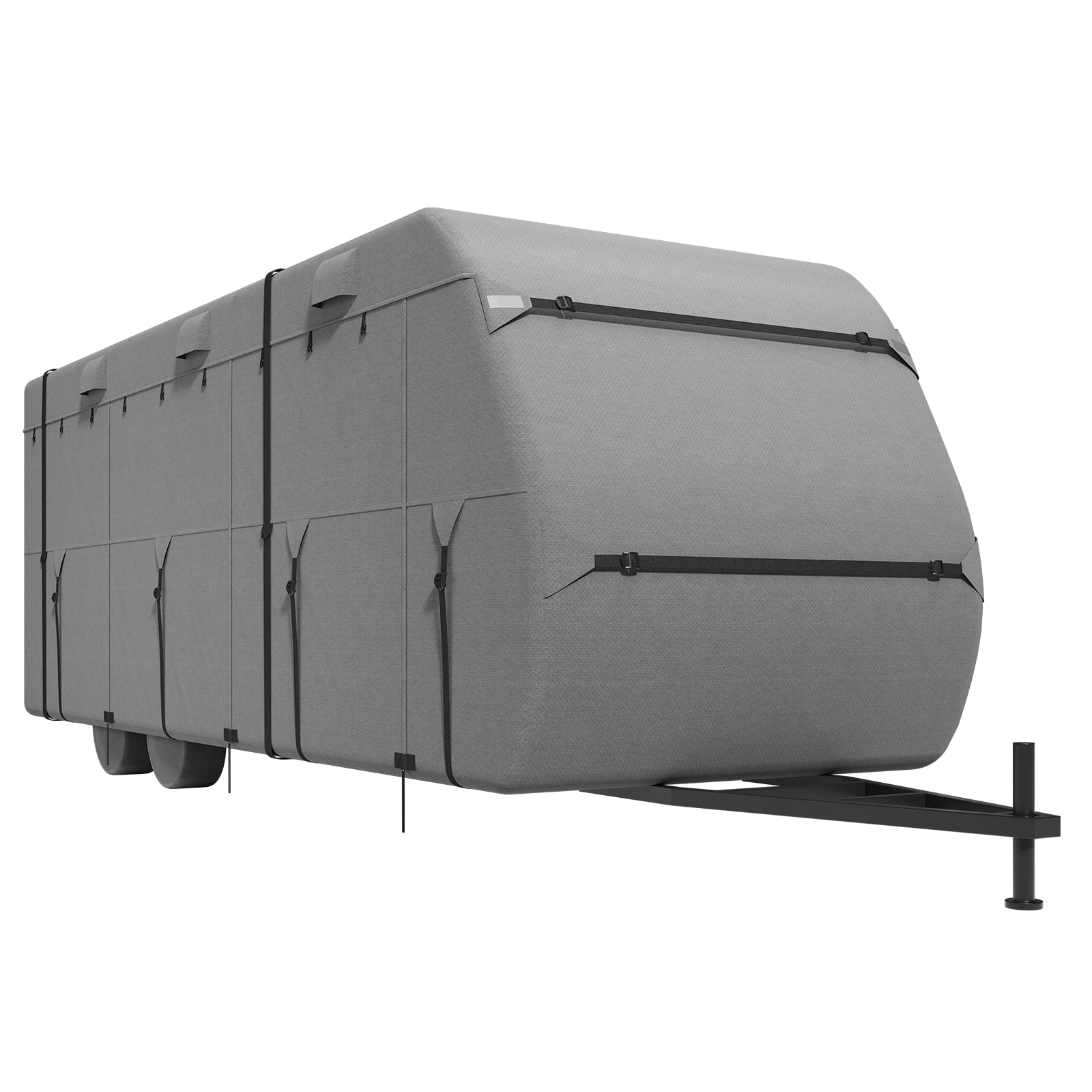 VEVOR Travel Trailer Cover (18-20 ft, Grey) Waterproof 4-Layer RV Camper Protector with Tire Covers and Storage Bag uwc3b