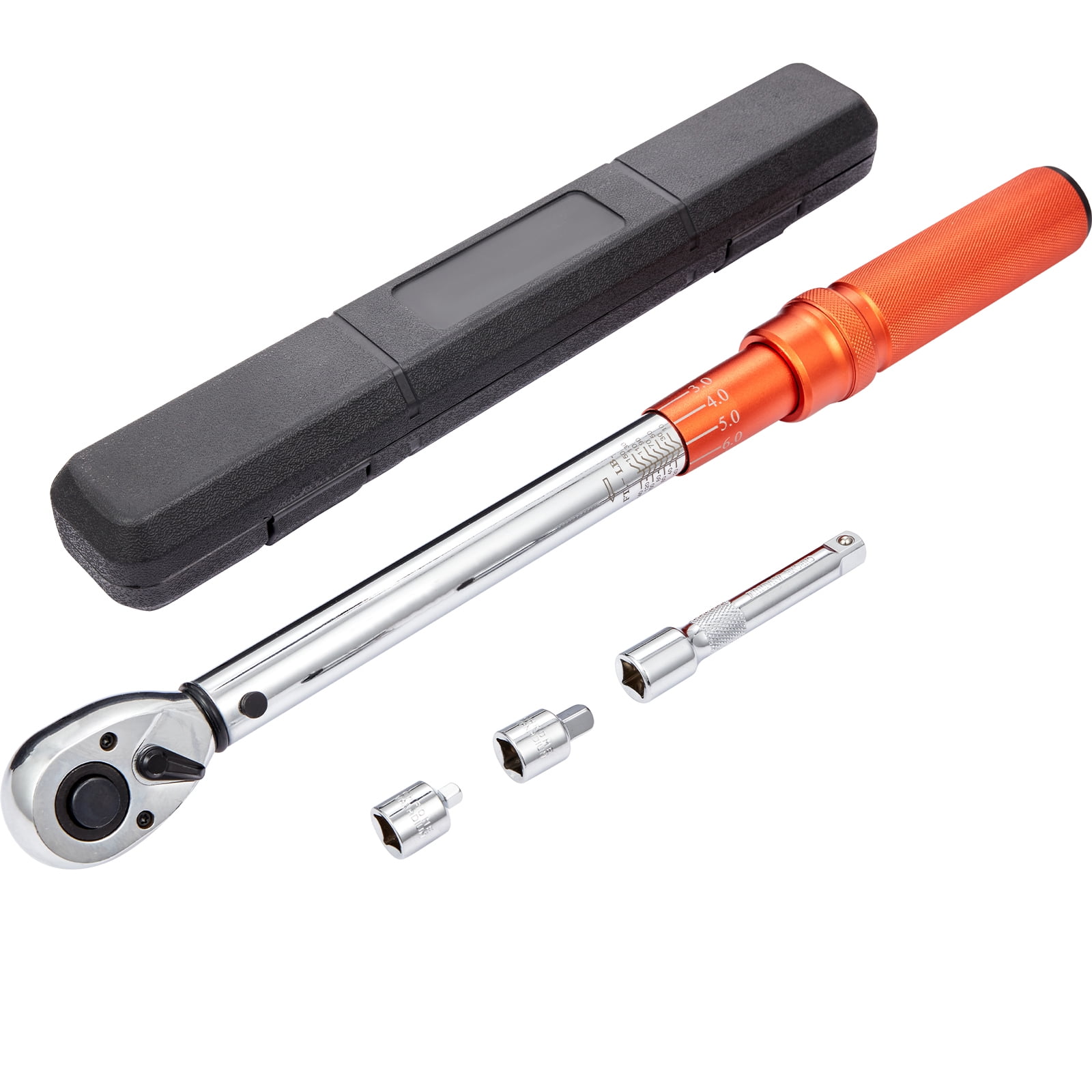 KFFKFF 1/2-inch Drive Torque Wrench Set, Dual-Direction Click Mechanism, 10-150 ft.lb Range (Orange, 1 Set) 5h8l6