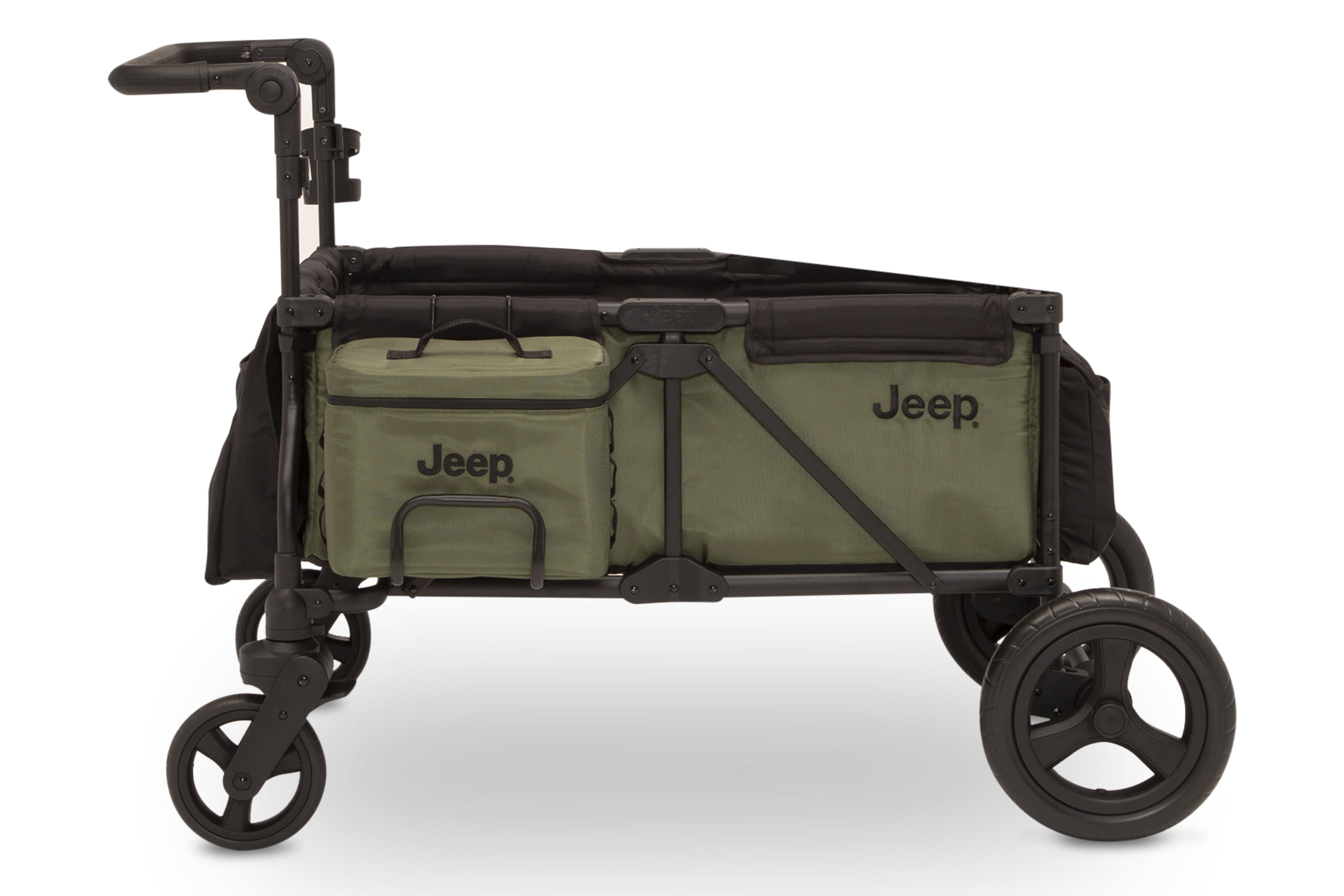 Jeep Deluxe Wrangler Wagon Stroller for 2 Kids, All-Terrain Wheels, Cooler Bag & Canopy (Green, 46 in L x 29 in W x 46 in H) i5nvc