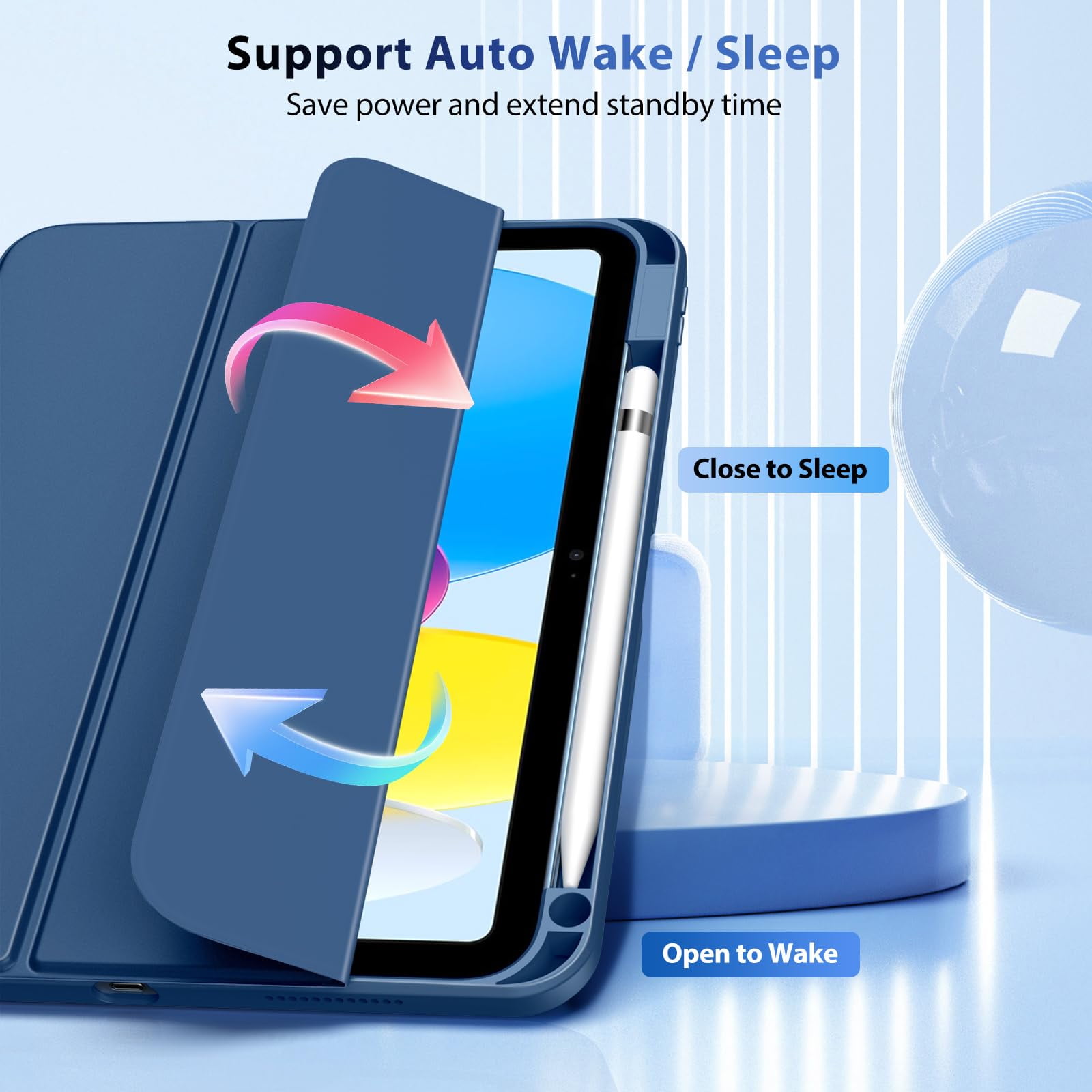 TiMOVO Protective Case for iPad 11th Gen 2025 and 10th Gen 2022, Slim Shockproof Cover with Pencil Holder and Clear Back (Abyss Blue, 11 in) 8j3kv