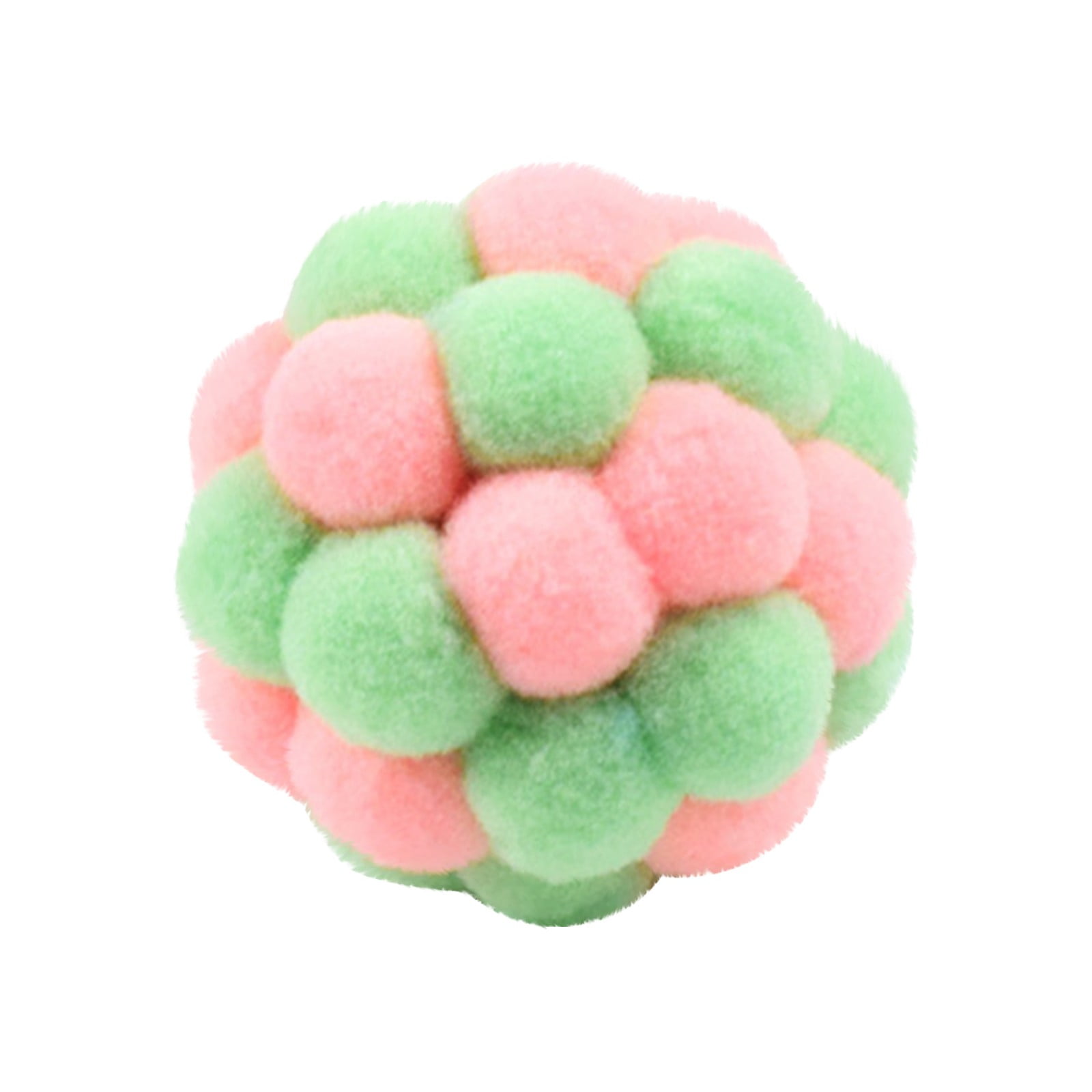 HUJTYs Interactive Cat Toy Balls with Bell, Soft Fuzzy Plush Chasing Toys for Indoor Cats and Kittens (Multi-color, 1.5 in) vbws1