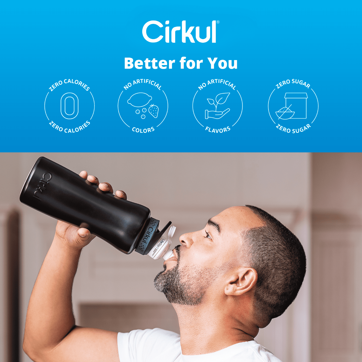 Cirkul Stainless Steel Water System Starter Kit with Flavor Dial and 2 Cartridges (Matte Black, 32 oz) wuczt