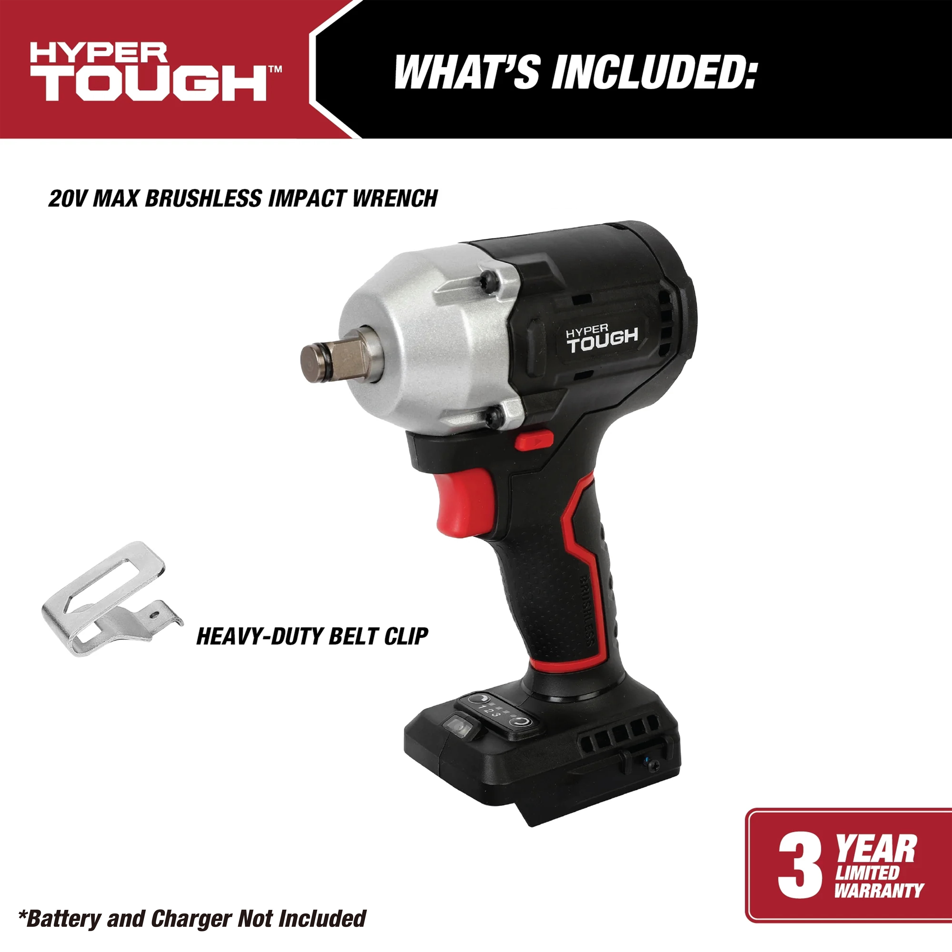 Hyper Tough 20V Max Brushless Cordless Impact Wrench 1/2-inch Drive 350 ft-lbs Torque (Black, Tool Only) i7nv4